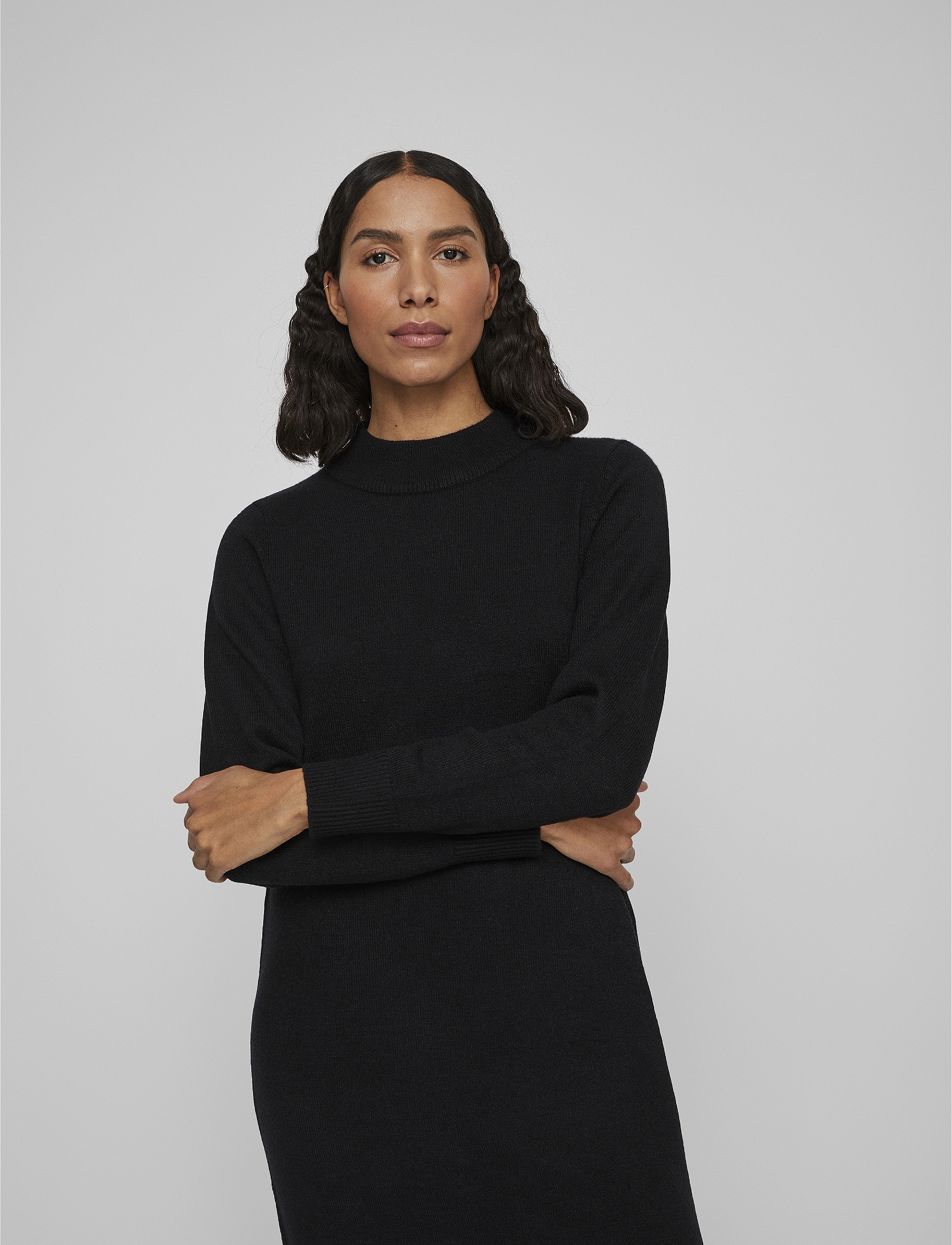 Vila - VIRIL CREW NECK L/S MIDI DRESS - NOOS - laveste priser - black - 4