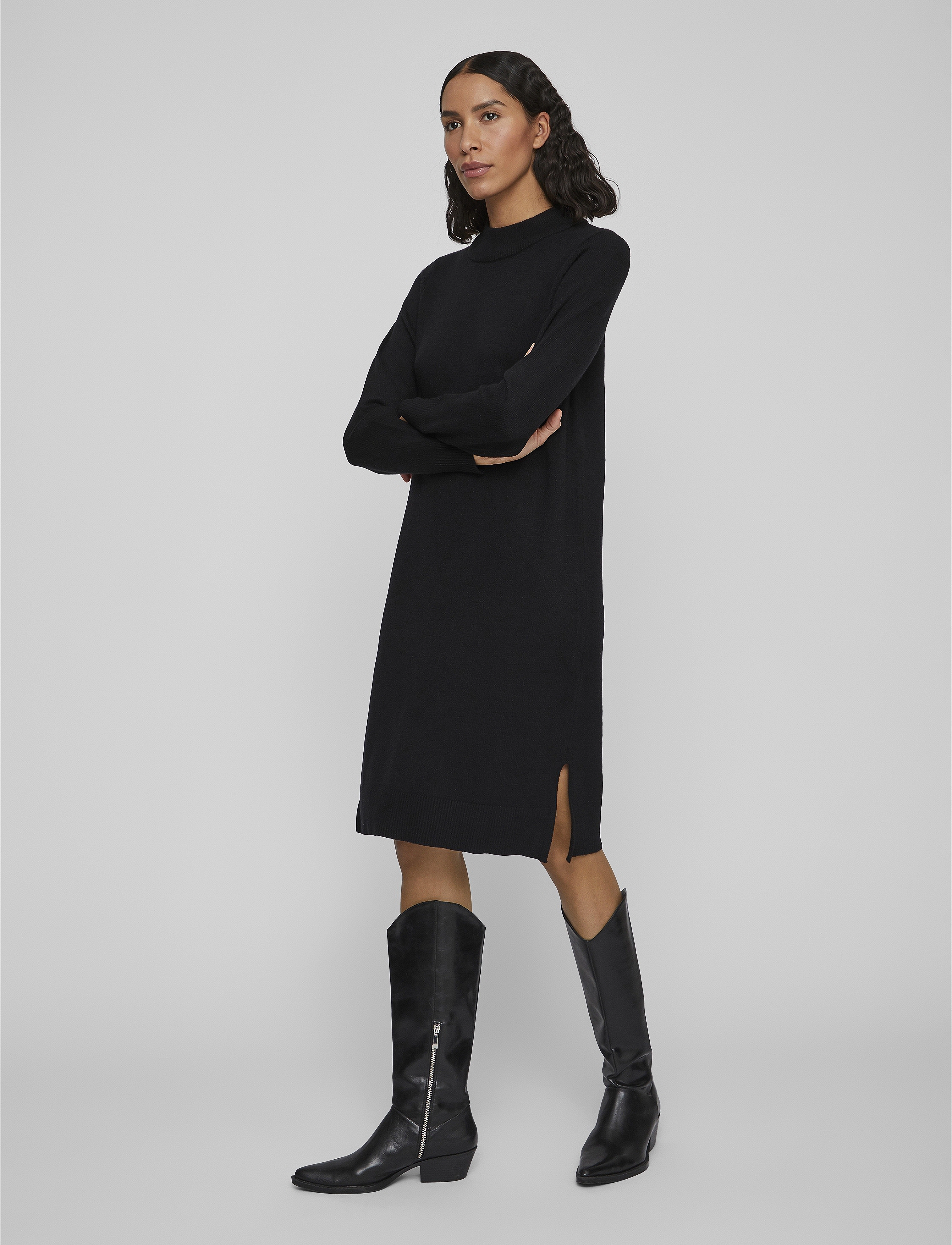 Vila - VIRIL CREW NECK L/S MIDI DRESS - NOOS - laveste priser - black - 5