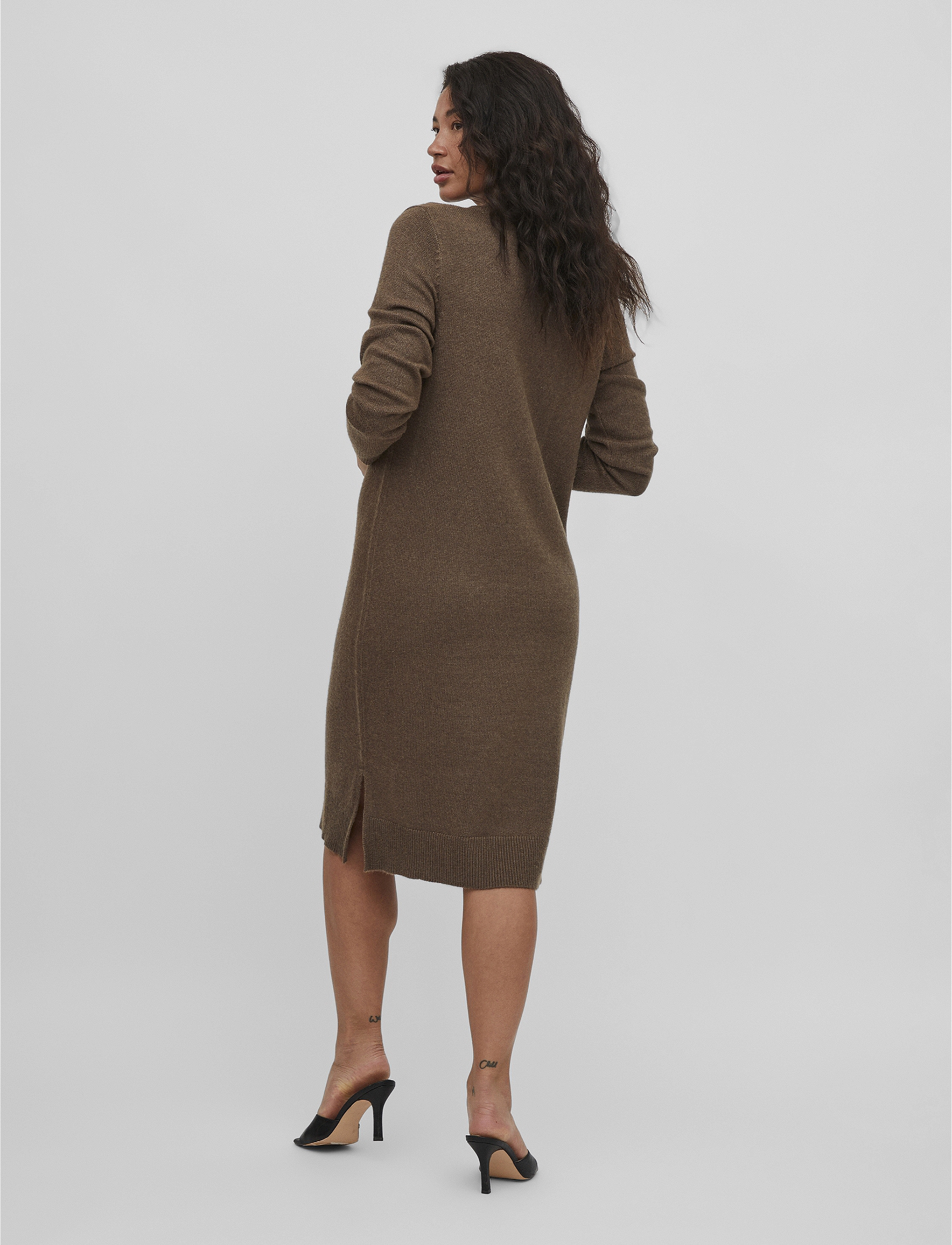 Vila - VIRIL CREW NECK L/S MIDI DRESS - NOOS - laveste priser - crocodile - 3