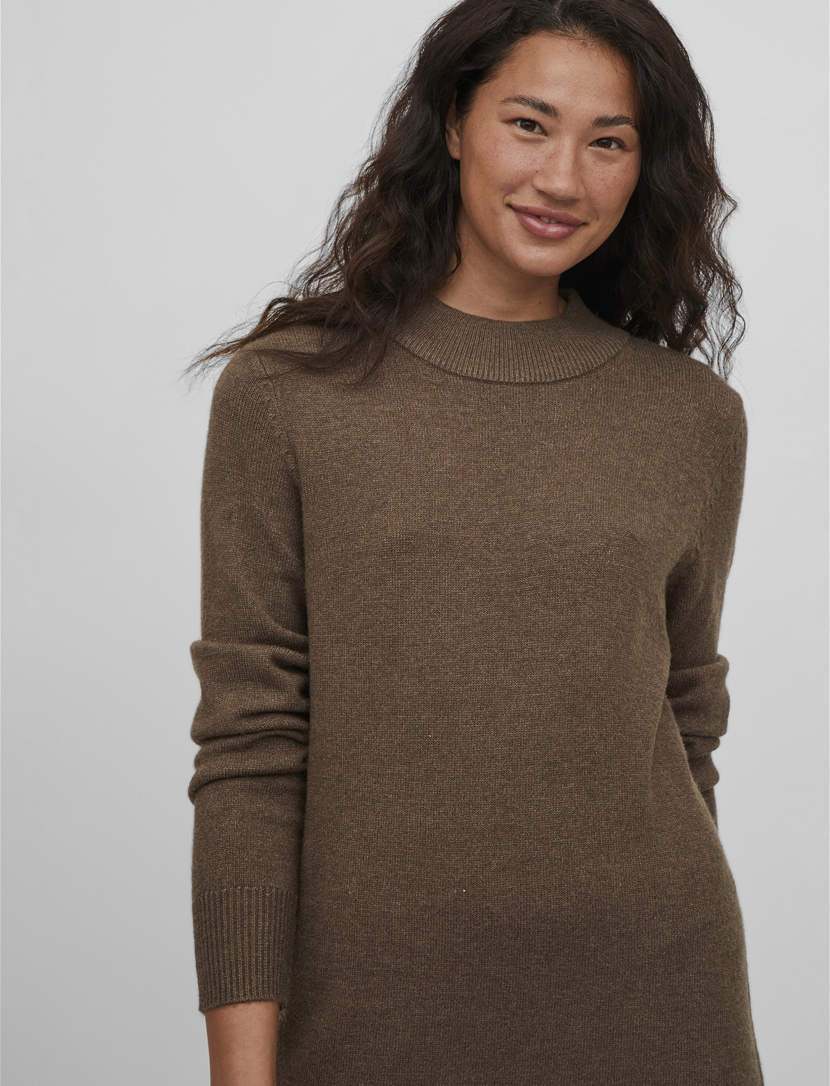 Vila - VIRIL CREW NECK L/S MIDI DRESS - NOOS - laveste priser - crocodile - 4