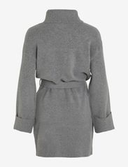 Vila - VIROLFIE L/S TIE BELT KNIT DRESS - NOOS - knitted dresses - medium grey melange - 2