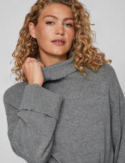 Vila - VIROLFIE L/S TIE BELT KNIT DRESS - NOOS - knitted dresses - medium grey melange - 5
