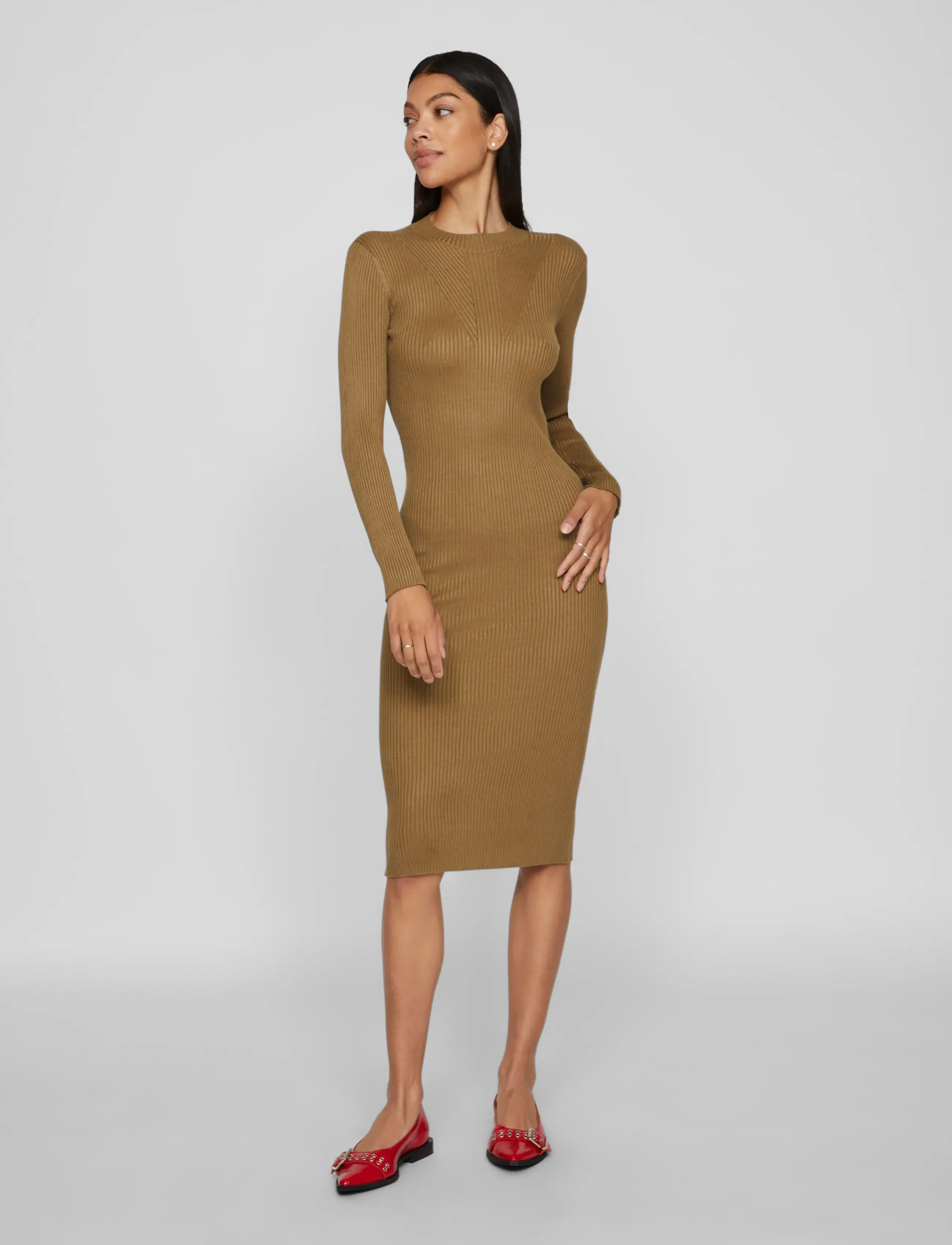 Vila VIKNITTA KNIT L/S DRESS/KA - Kleidid - GOTHIC OLIVE / khaki/green