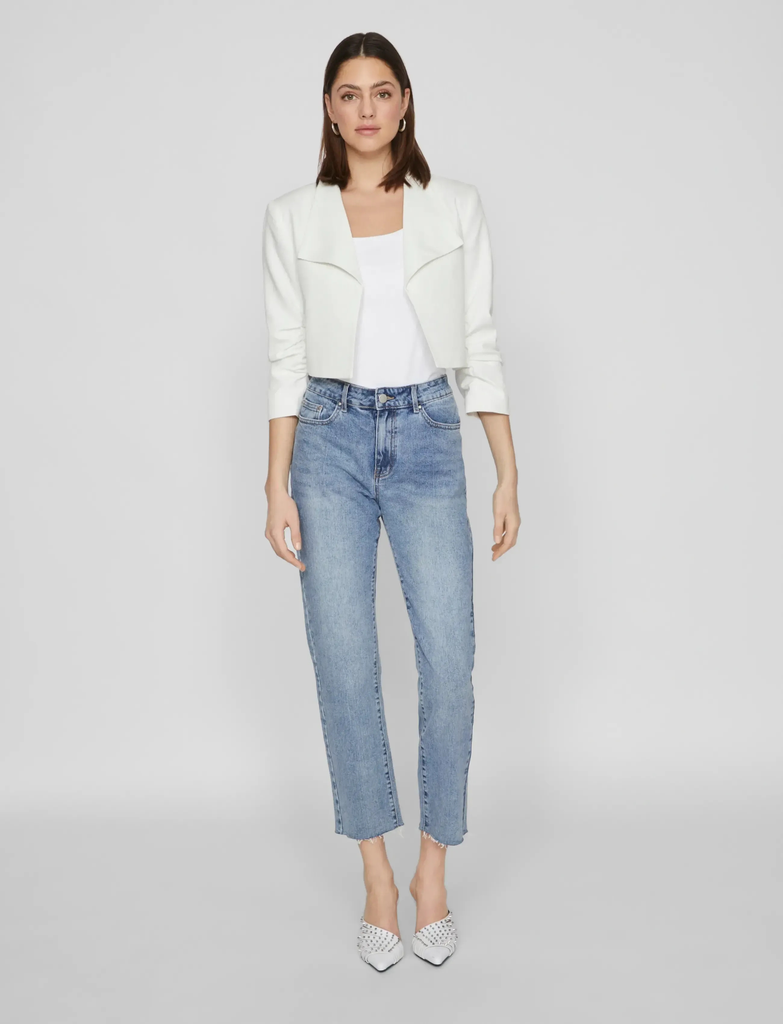 Vila - VIHER BIN CROPPED BLAZER - NOOS - festkläder till outletpriser - cloud dancer - 4
