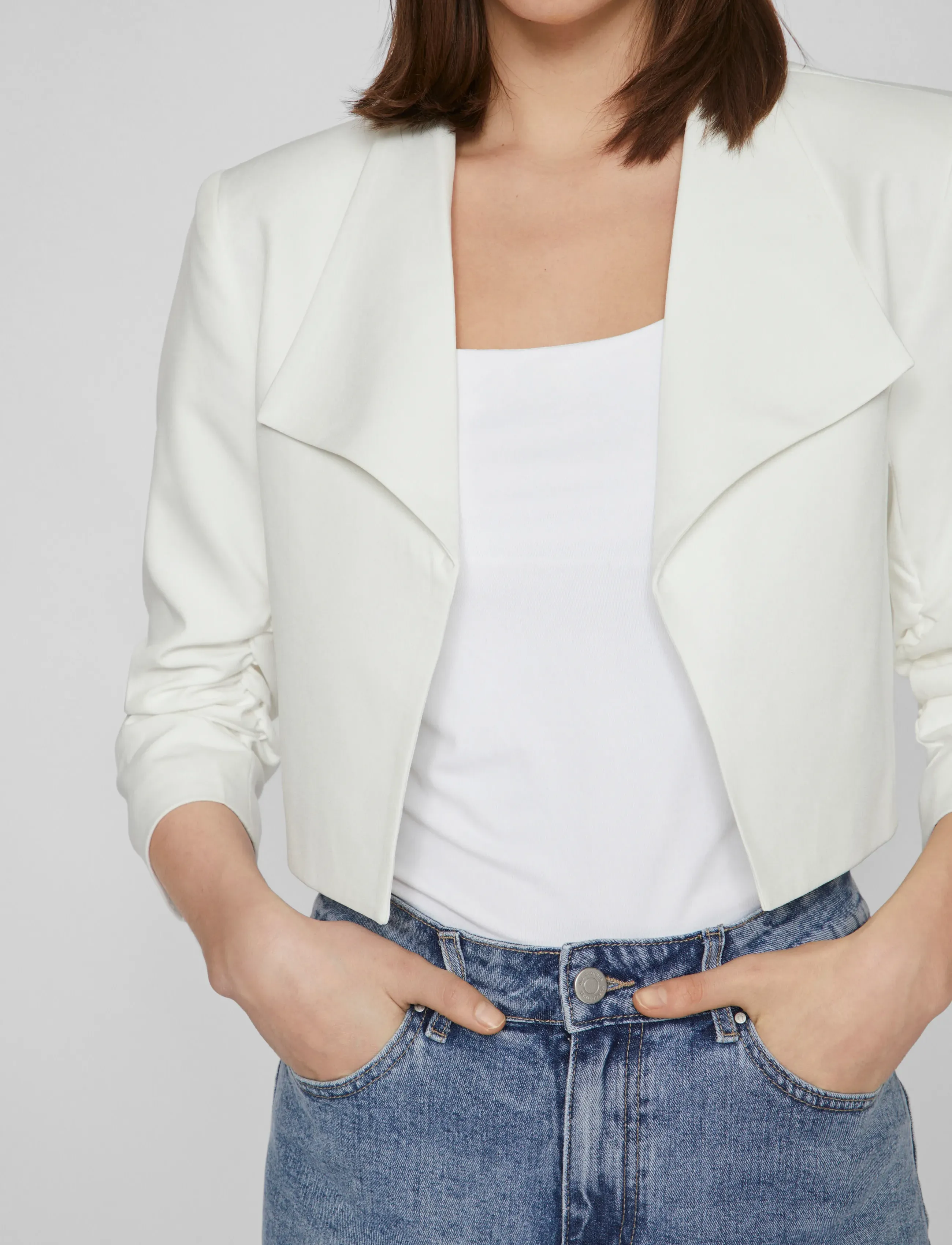 Vila - VIHER BIN CROPPED BLAZER - NOOS - festkläder till outletpriser - cloud dancer - 5