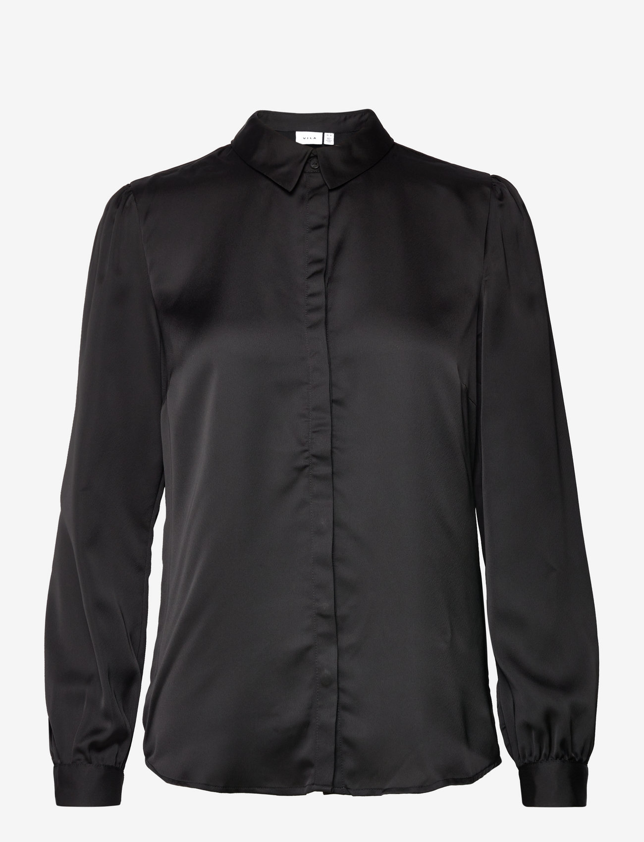 Vila - VIELLETTE SATIN L/S SHIRT - NOOS - black - 1