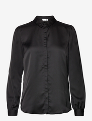 Vila - VIELLETTE SATIN L/S SHIRT - NOOS - langærmede skjorter - black - 0