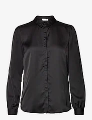 Vila - VIELLETTE SATIN L/S SHIRT - NOOS - long-sleeved shirts - black - 0