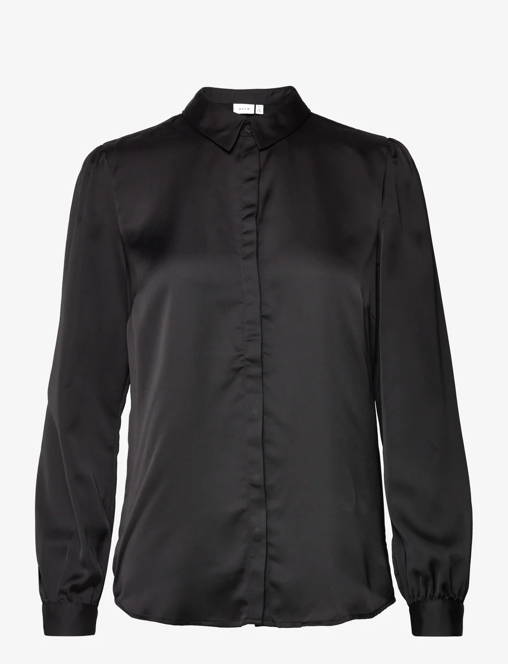Vila - VIELLETTE SATIN L/S SHIRT - NOOS - pitkähihaiset kauluspaidat - black - 1