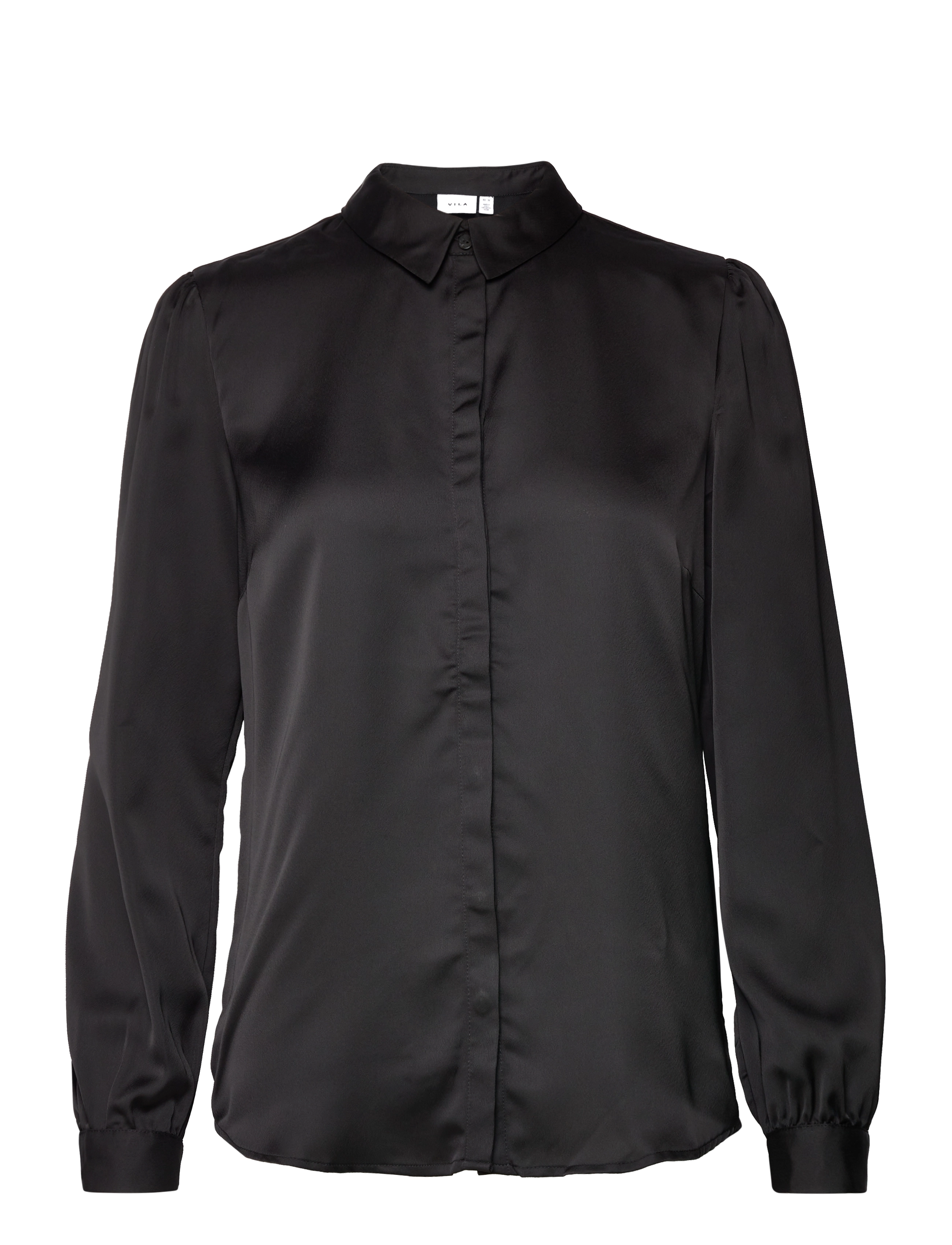 Vila - VIELLETTE SATIN L/S SHIRT - NOOS - black - 1