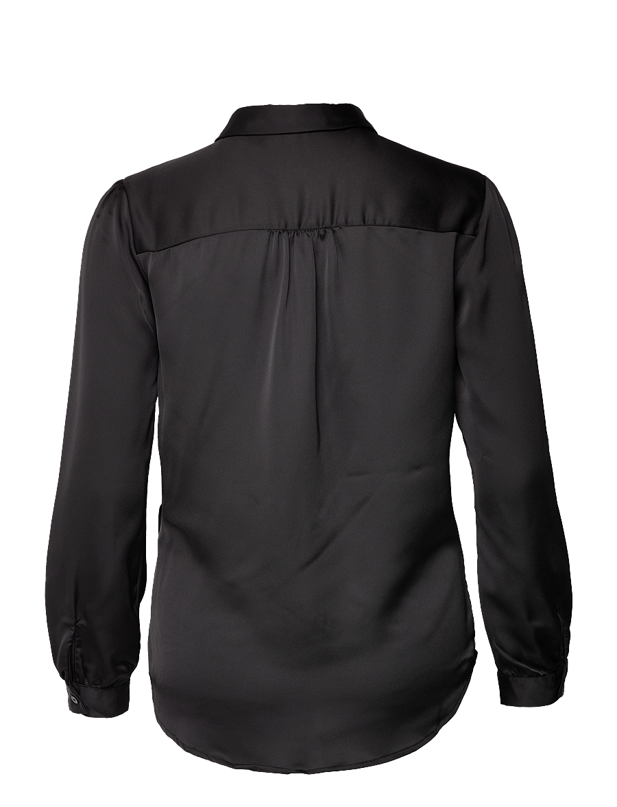 Vila - VIELLETTE SATIN L/S SHIRT - NOOS - black - 2
