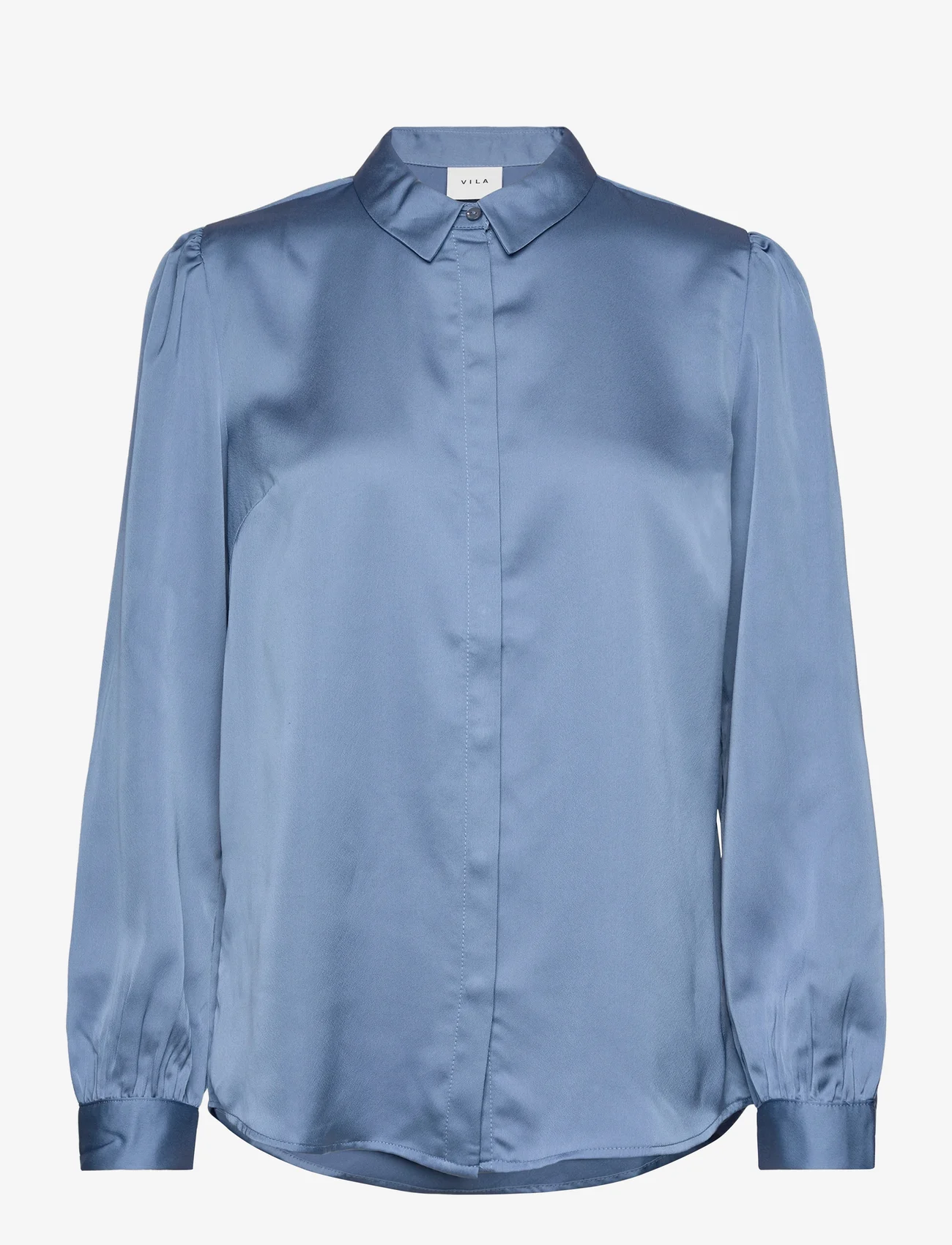 Vila - VIELLETTE SATIN L/S SHIRT - NOOS - langermede skjorter - coronet blue - 0