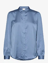 Vila - VIELLETTE SATIN L/S SHIRT - NOOS - long-sleeved shirts - coronet blue - 0