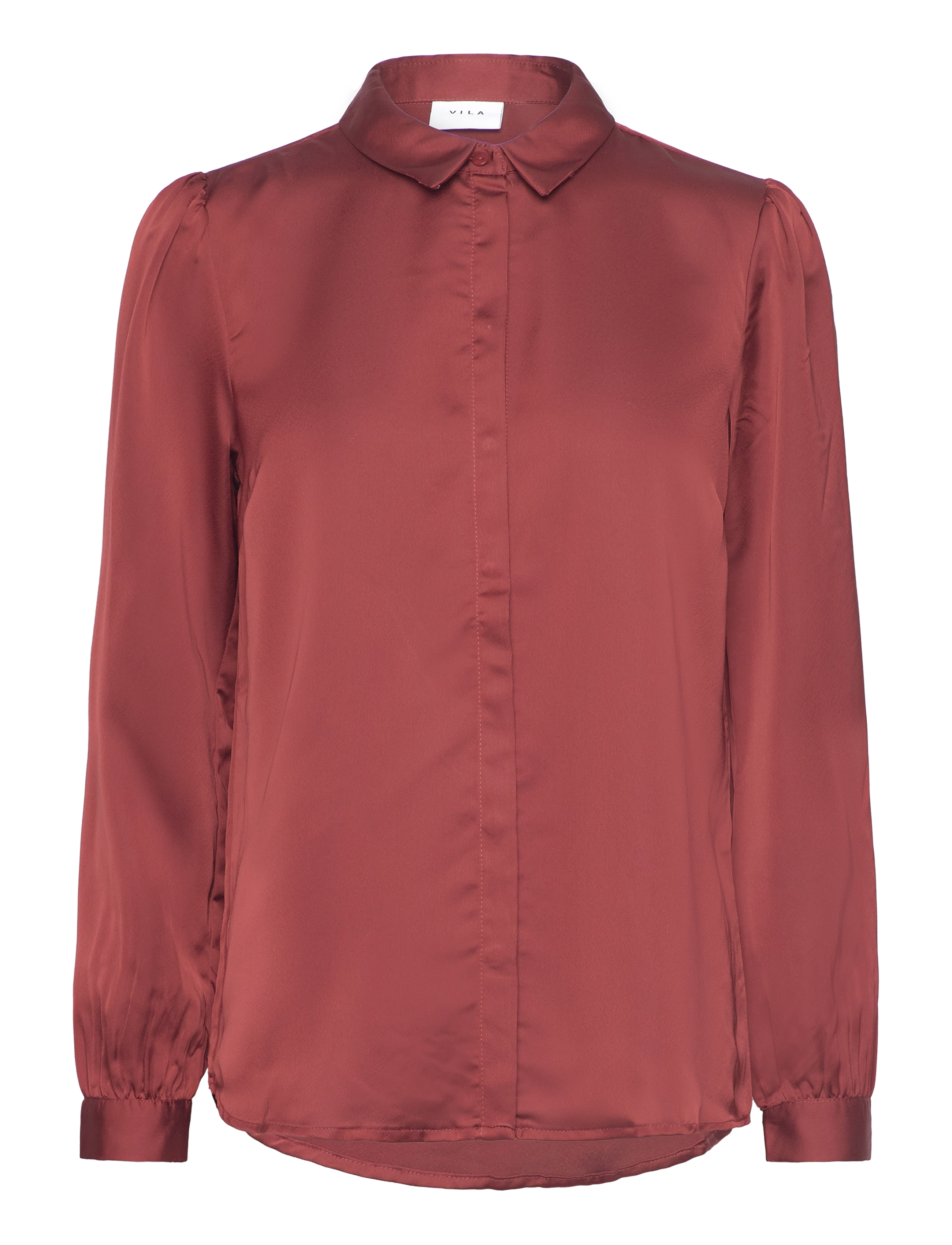 VIELLETTE SATIN L/S SHIRT - NOOS - FIRED BRICK