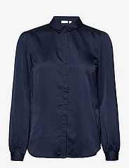 Vila - VIELLETTE SATIN L/S SHIRT - NOOS - long-sleeved shirts - navy blazer - 0