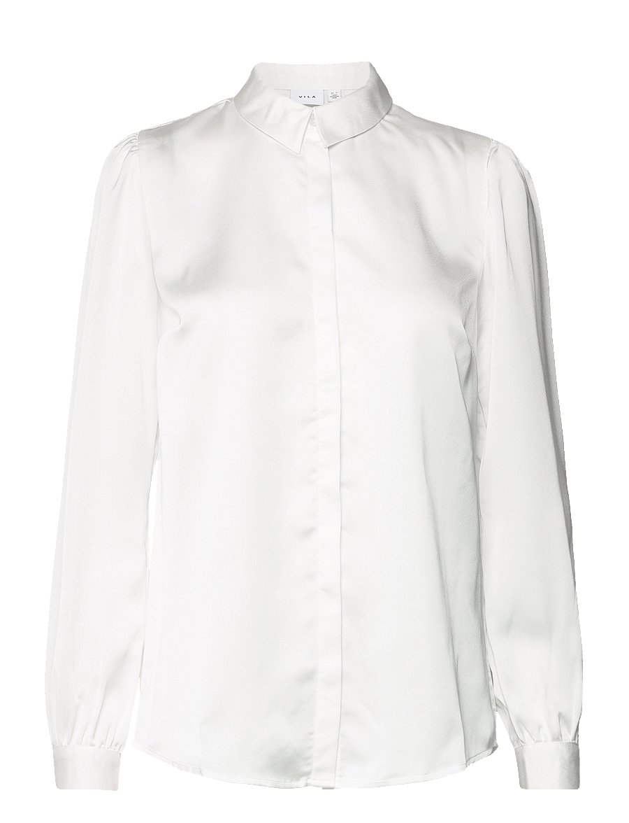 Vila - VIELLETTE SATIN L/S SHIRT - NOOS - snow white - 1