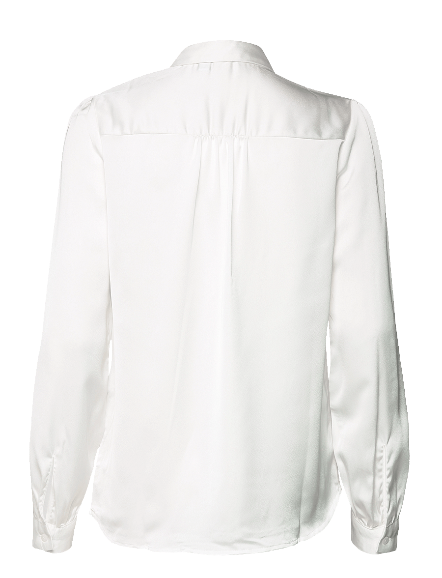 Vila - VIELLETTE SATIN L/S SHIRT - NOOS - snow white - 2