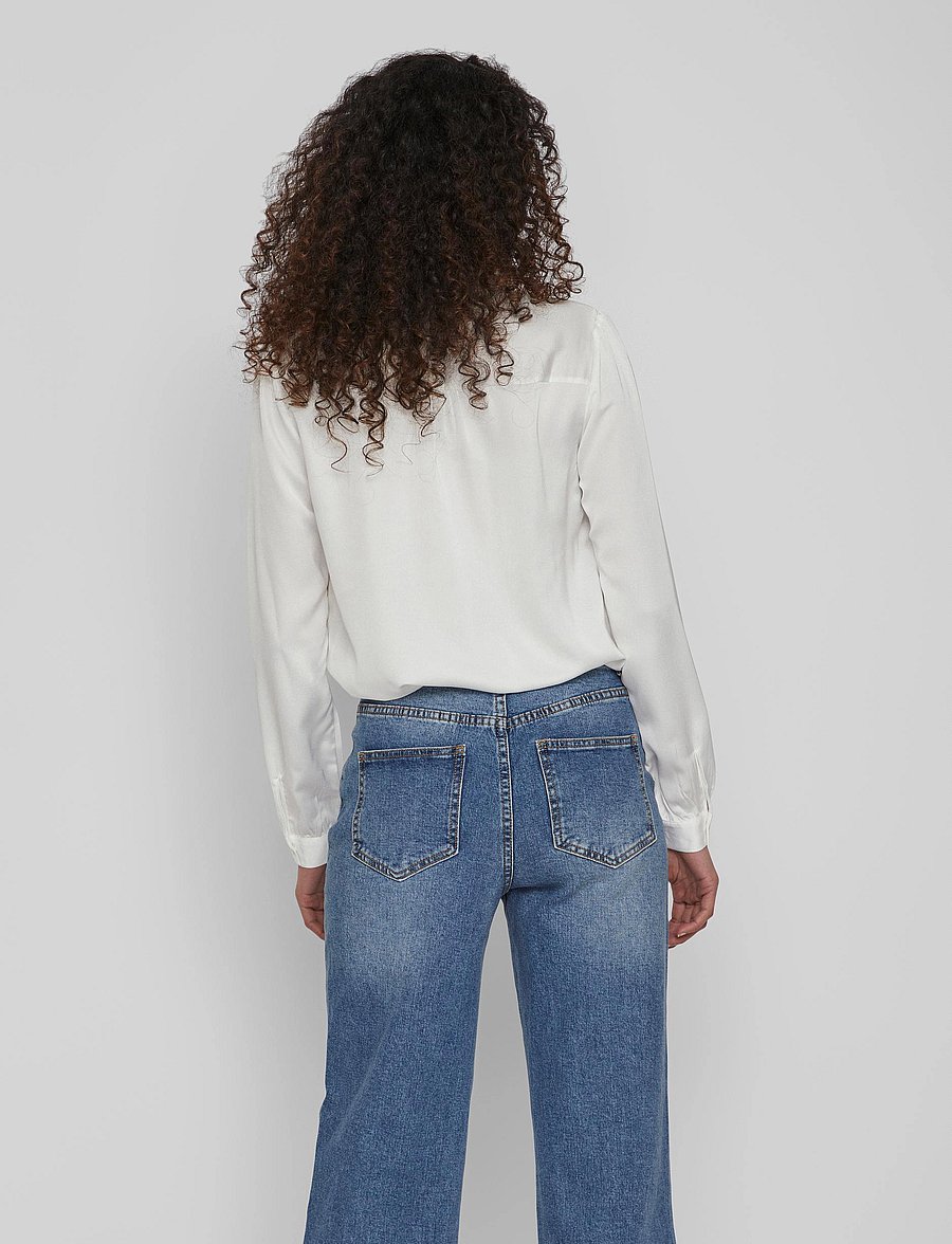 Vila - VIELLETTE SATIN L/S SHIRT - NOOS - snow white - 3