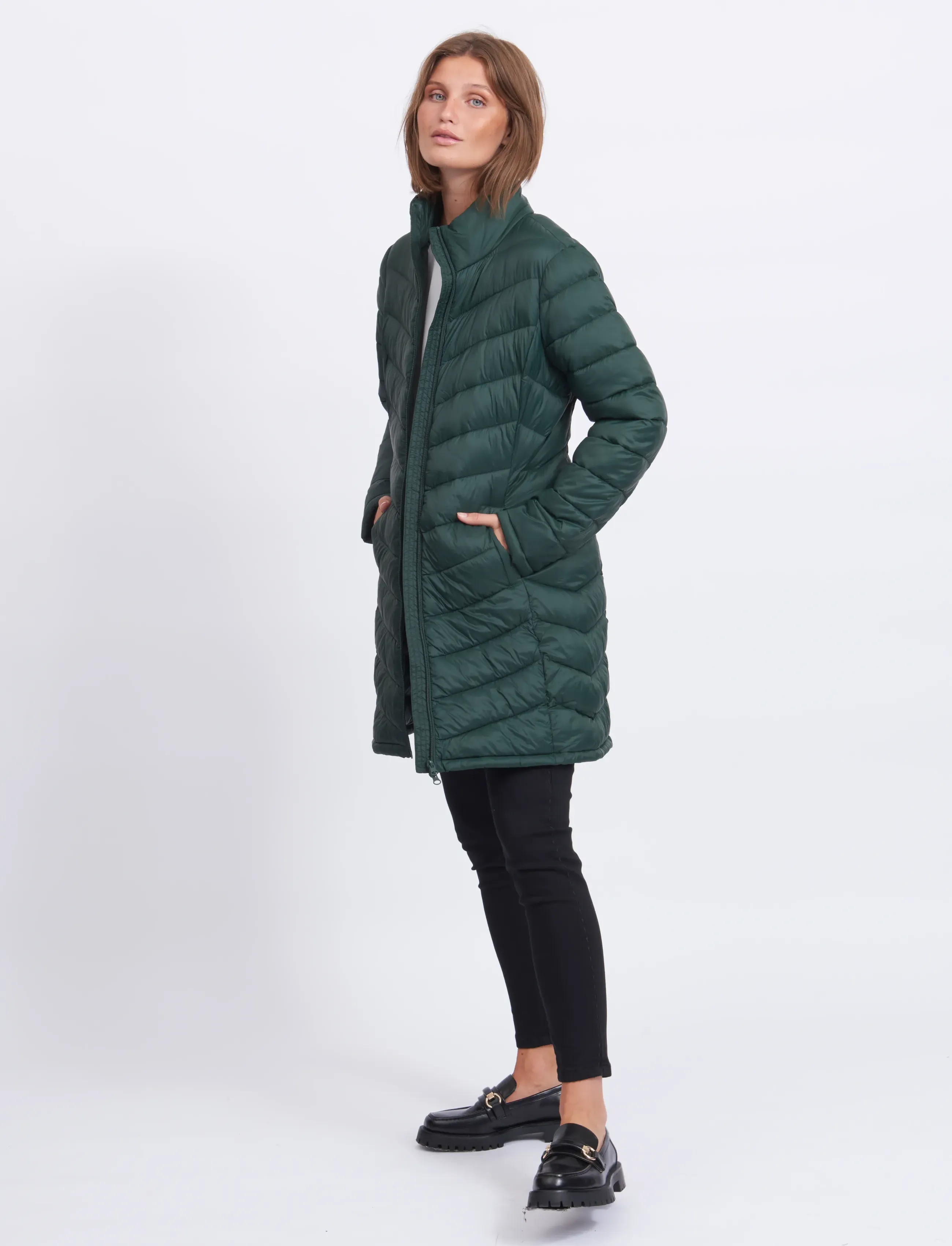 Vila - VISIBIRIA NEW LONG JACKET/PB - down- & padded jackets - darkest spruce - 4
