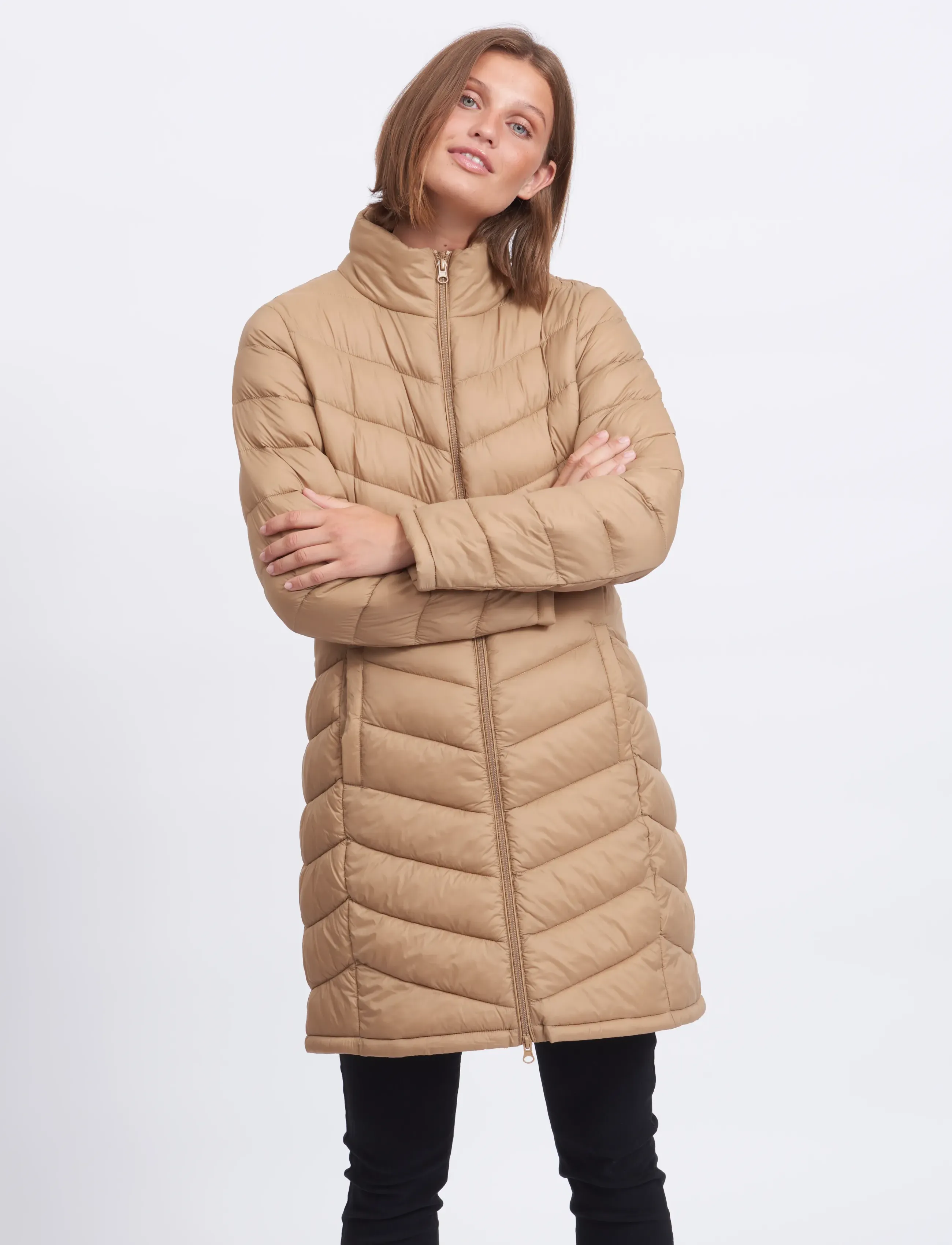 Vila VISIBIRIA NEW LONG JACKET/PB - Kampagne - TIGERS EYE / beige