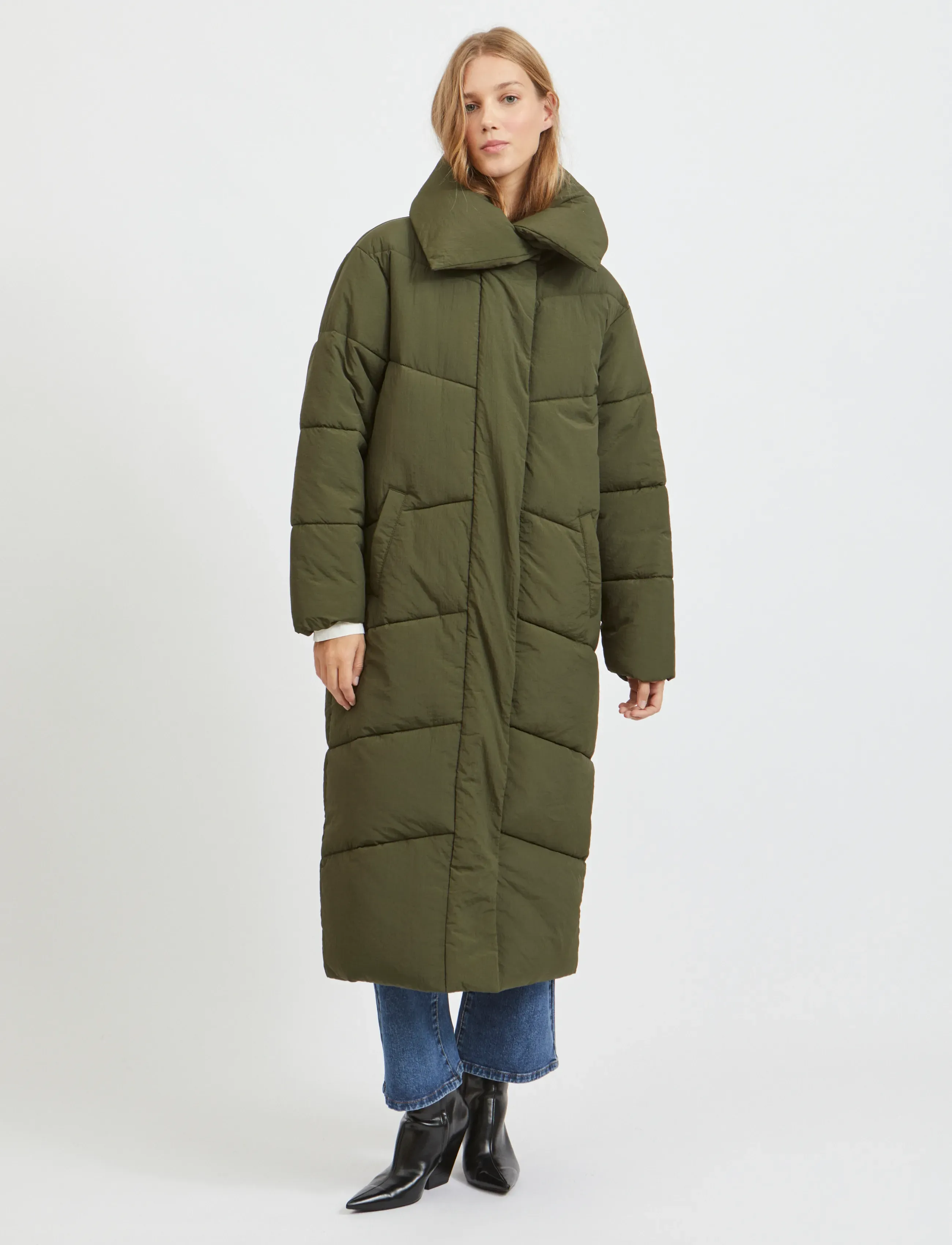 Vila - VILOUISA PADDED COAT/PB - dun- & vadderade jackor - forest night - 4