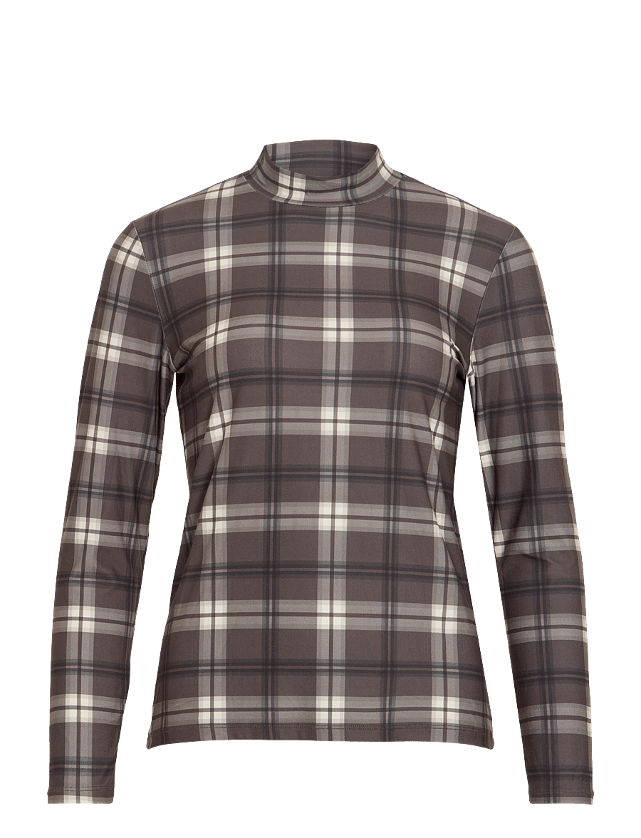 Vila - VILEOA L/S HIGH NECK TOP - NOOS - långärmade toppar - coffee bean - 0
