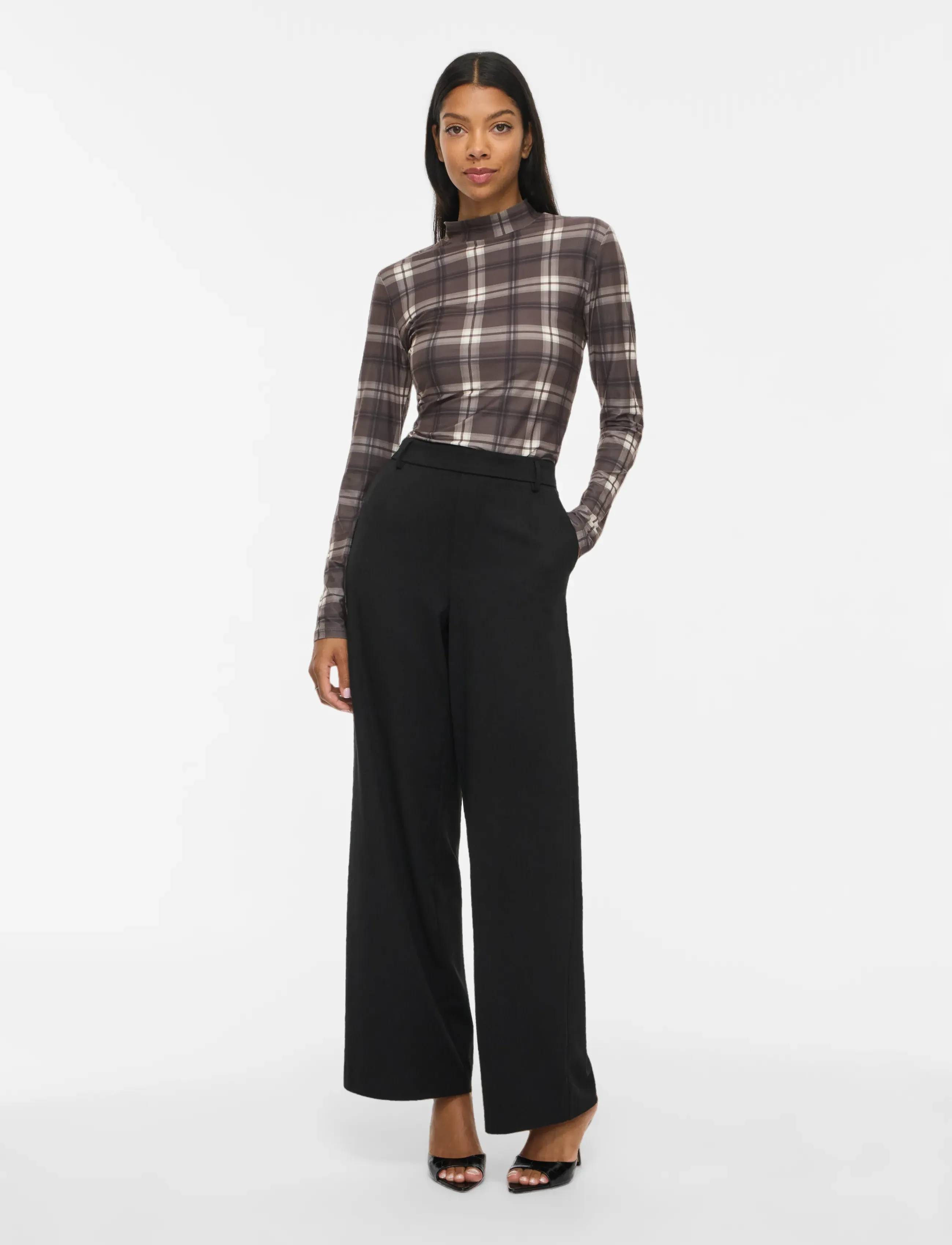 Vila - VILEOA L/S HIGH NECK TOP - NOOS - pikkade varrukatega topid - coffee bean - 4