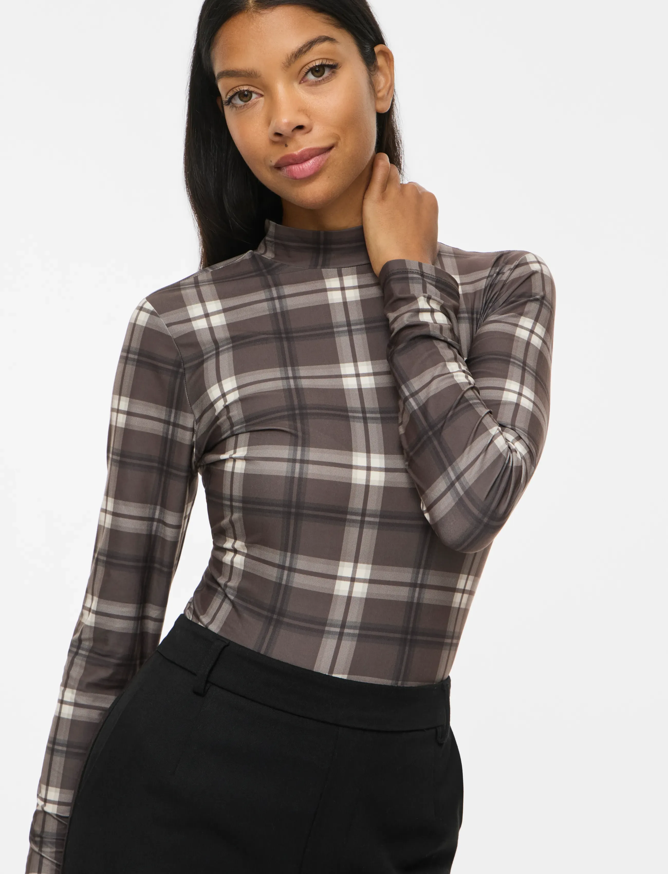 Vila - VILEOA L/S HIGH NECK TOP - NOOS - pikkade varrukatega topid - coffee bean - 5