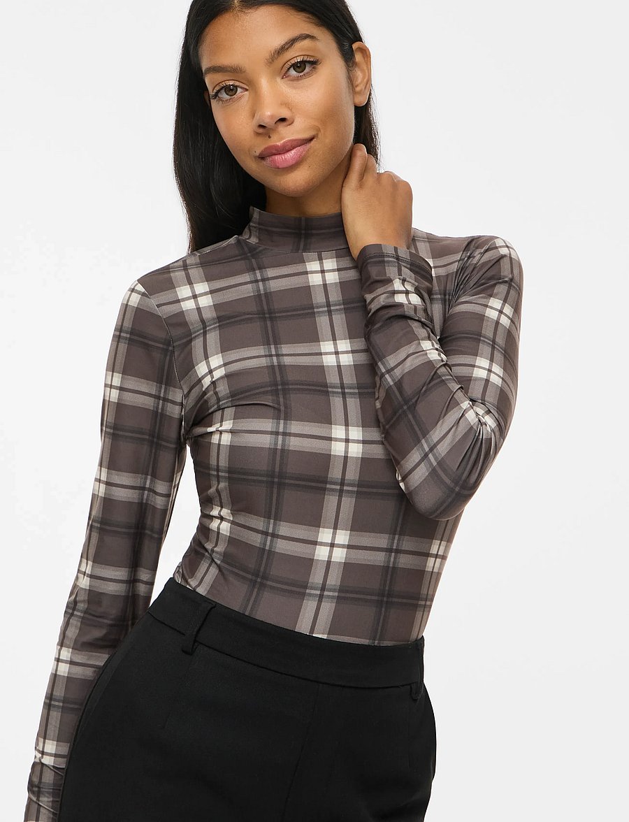 Vila - VILEOA L/S HIGH NECK TOP - NOOS - pikkade varrukatega topid - coffee bean - 5