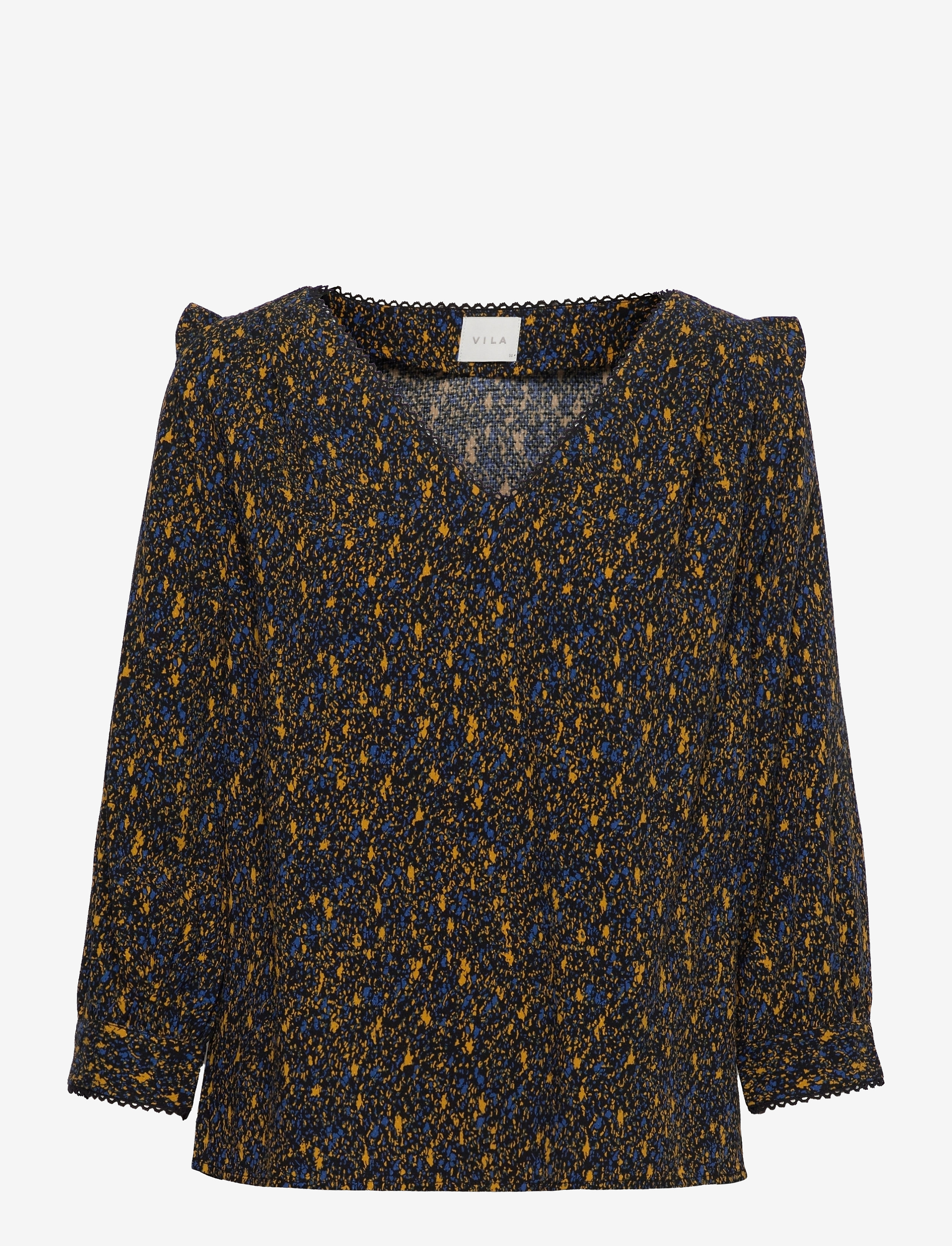 Vila VIZUGI REV V-NECK L/S TOP/SU/C17 - Bluser - BLACK / black