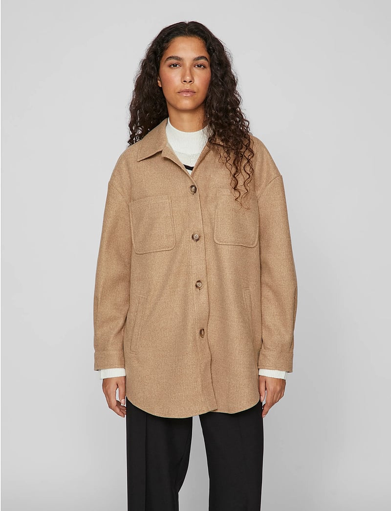 Vila - VIKIMMI SHIRT L/S JACKET - overshirts - tigers eye - 4