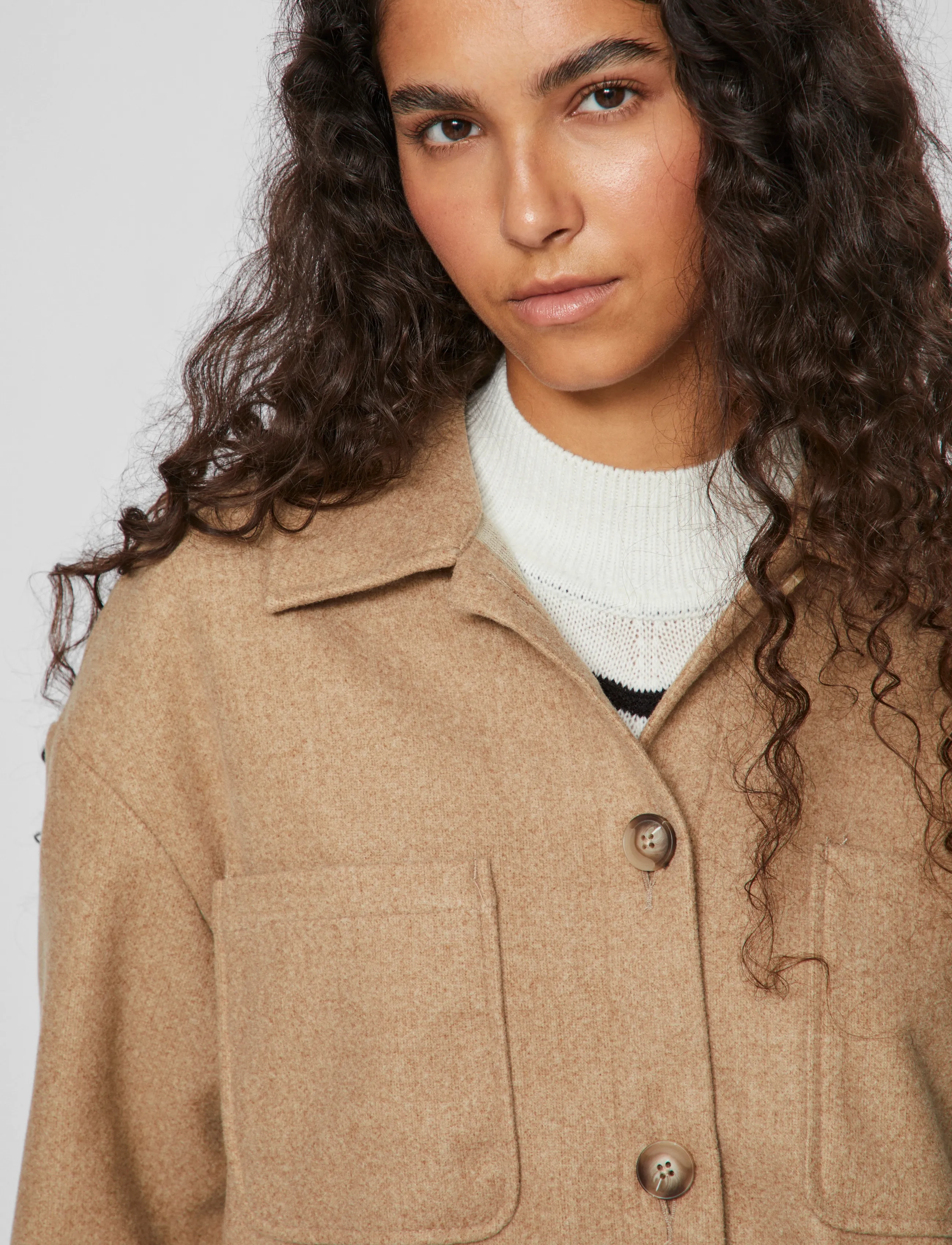 Vila - VIKIMMI SHIRT L/S JACKET - NOOS - laveste priser - tigers eye - 5