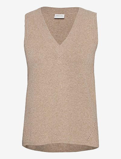 Viril Knit Rib V-Neck S/L Vest - Noos - Strikveste