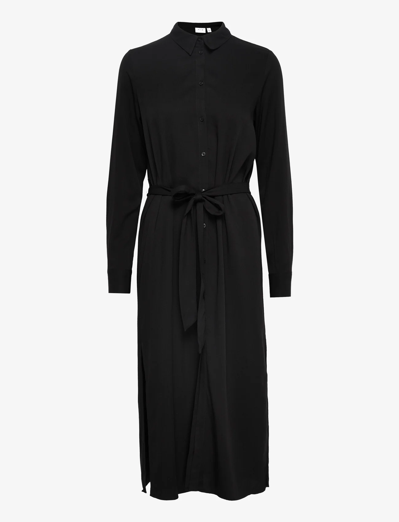 Vila - VIMOROSE L/S LONG DRESS/SU - - skjortklänningar - black - 0