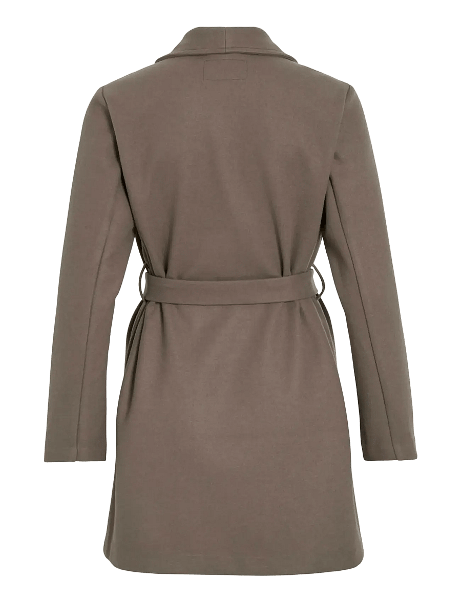 Vila - VICOOLEY COLLAR BELT COAT - NOOS - talvejoped - falcon - 2