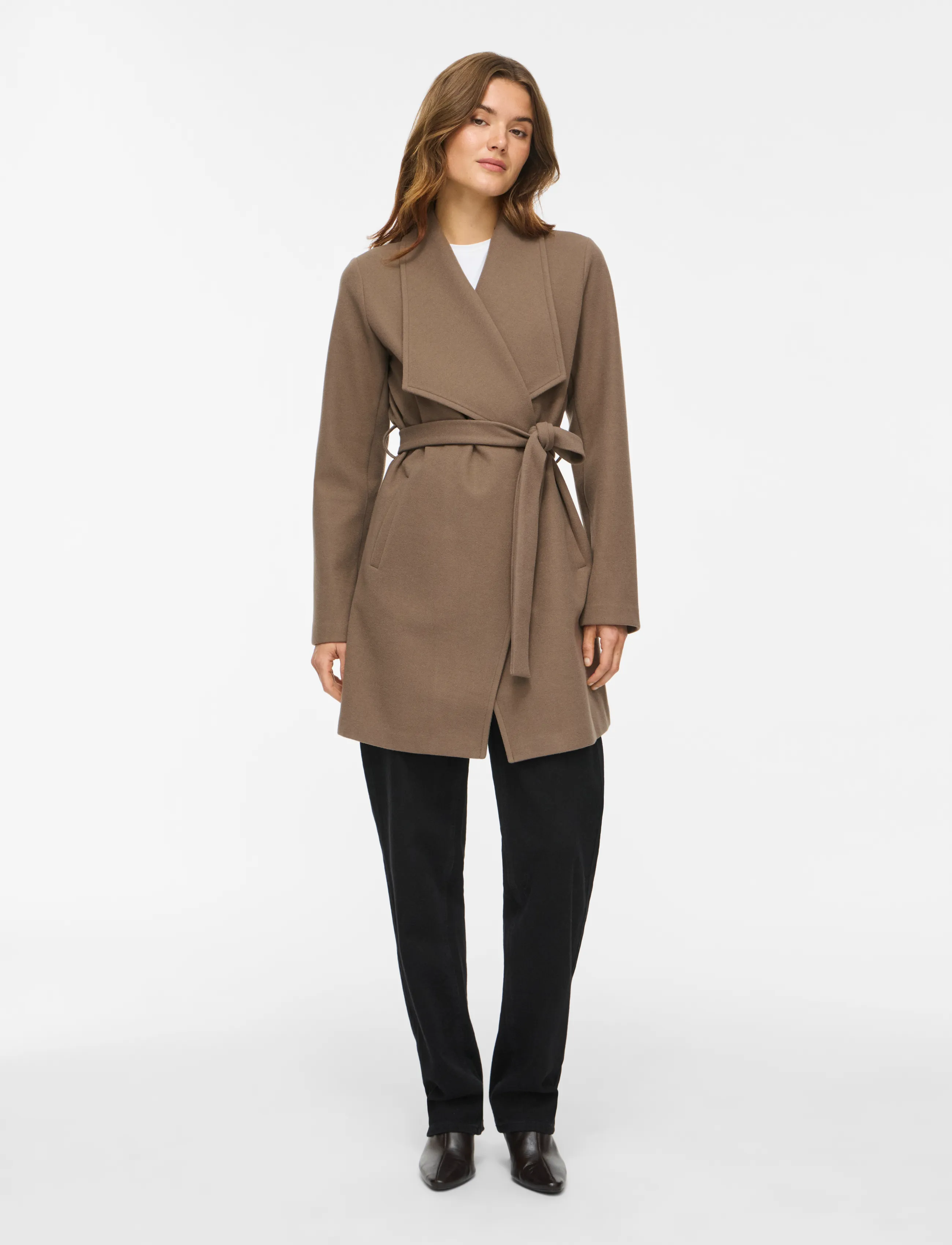 Vila - VICOOLEY COLLAR BELT COAT - NOOS - falcon - 4