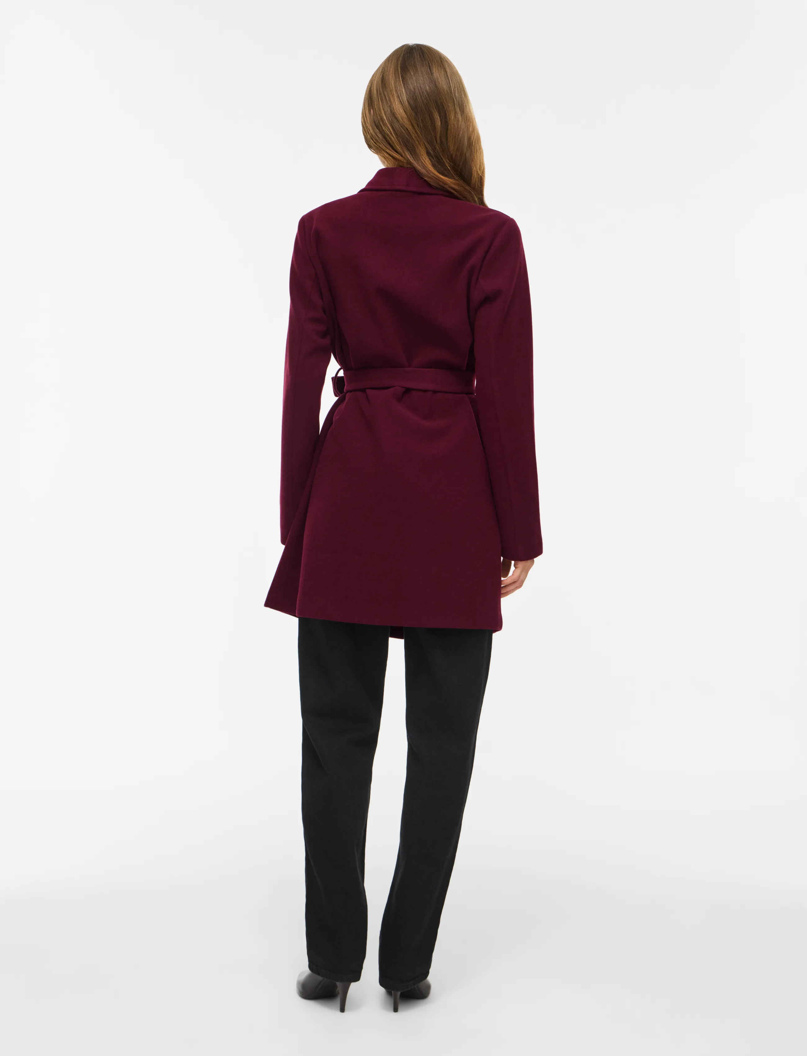 Vila - VICOOLEY COLLAR BELT COAT - NOOS - winetasting - 3