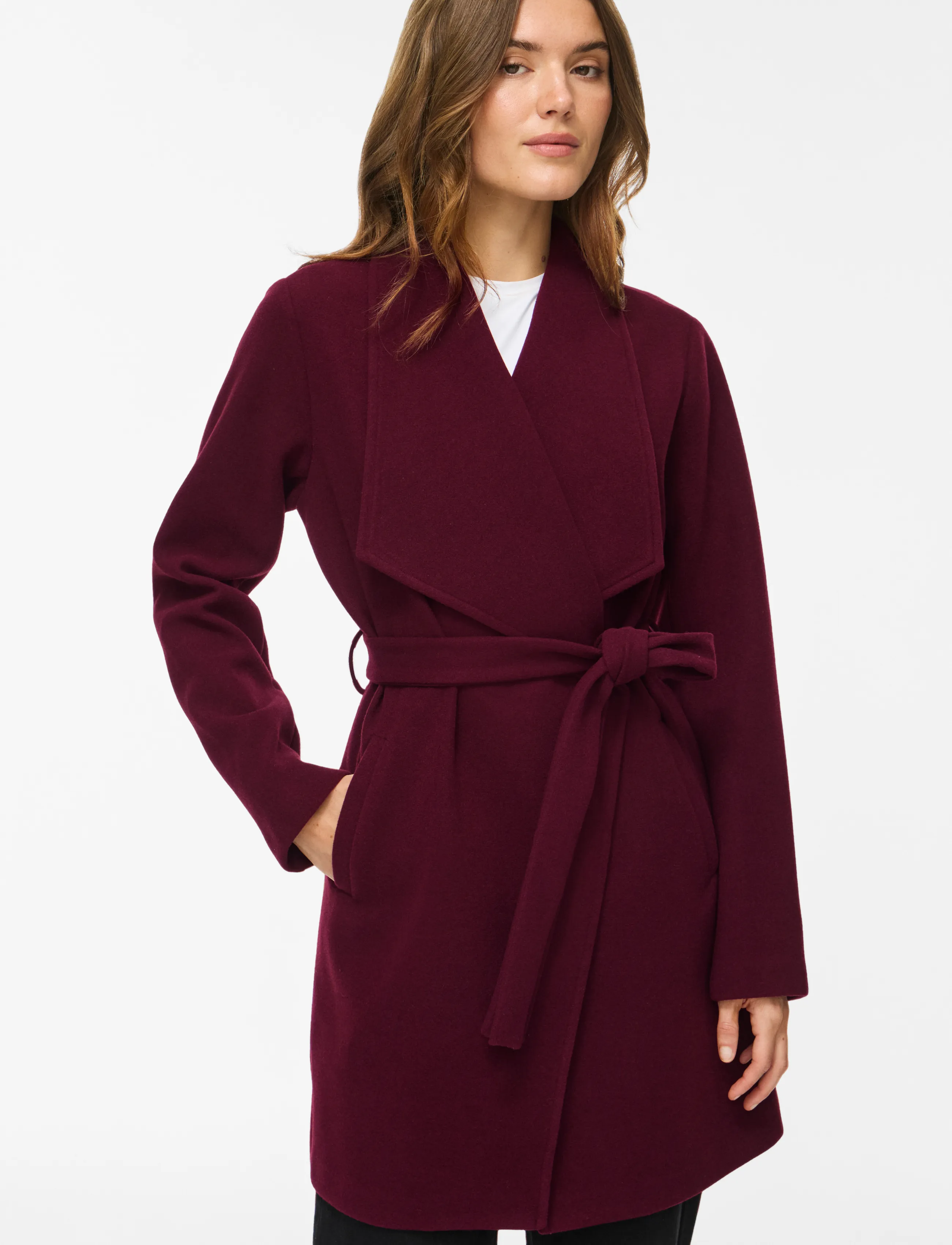 Vila - VICOOLEY COLLAR BELT COAT - NOOS - winetasting - 5