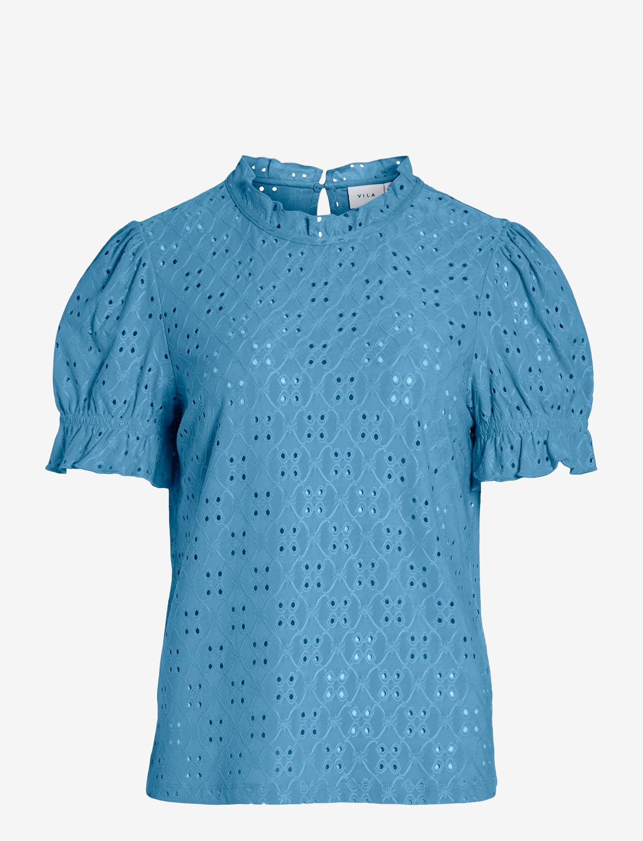 Vila - VIKAWA S/S FLOUNCE  TOP - NOOS - kurzämlige blusen - blissful blue - 0