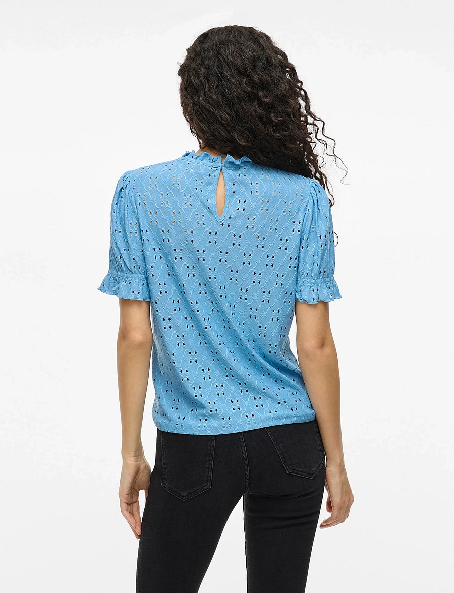 Vila - VIKAWA S/S FLOUNCE TOP - NOOS - kortærmede bluser - blissful blue - 2