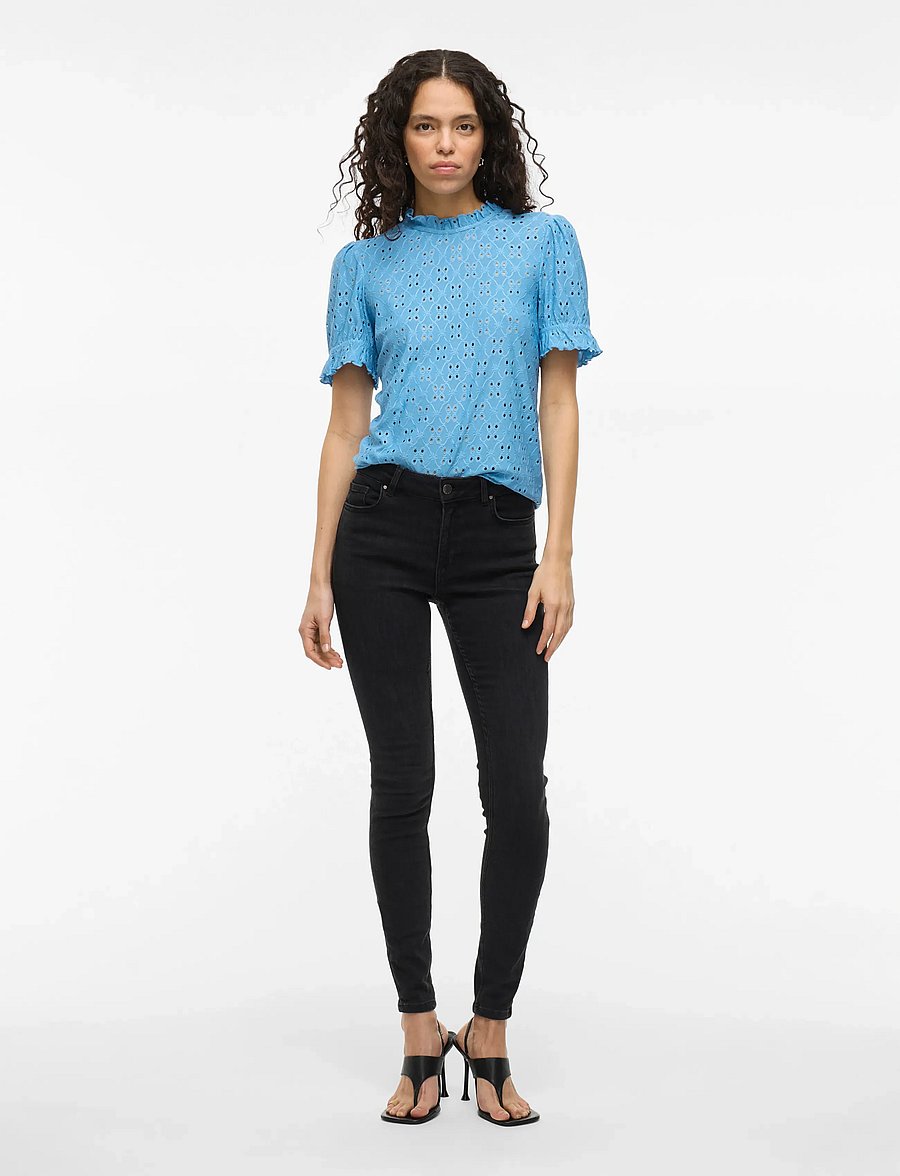 Vila - VIKAWA S/S FLOUNCE TOP - NOOS - kortærmede bluser - blissful blue - 3