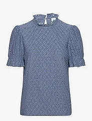 Vila - VIKAWA S/S FLOUNCE  TOP - NOOS - short-sleeved blouses - coronet blue - 0