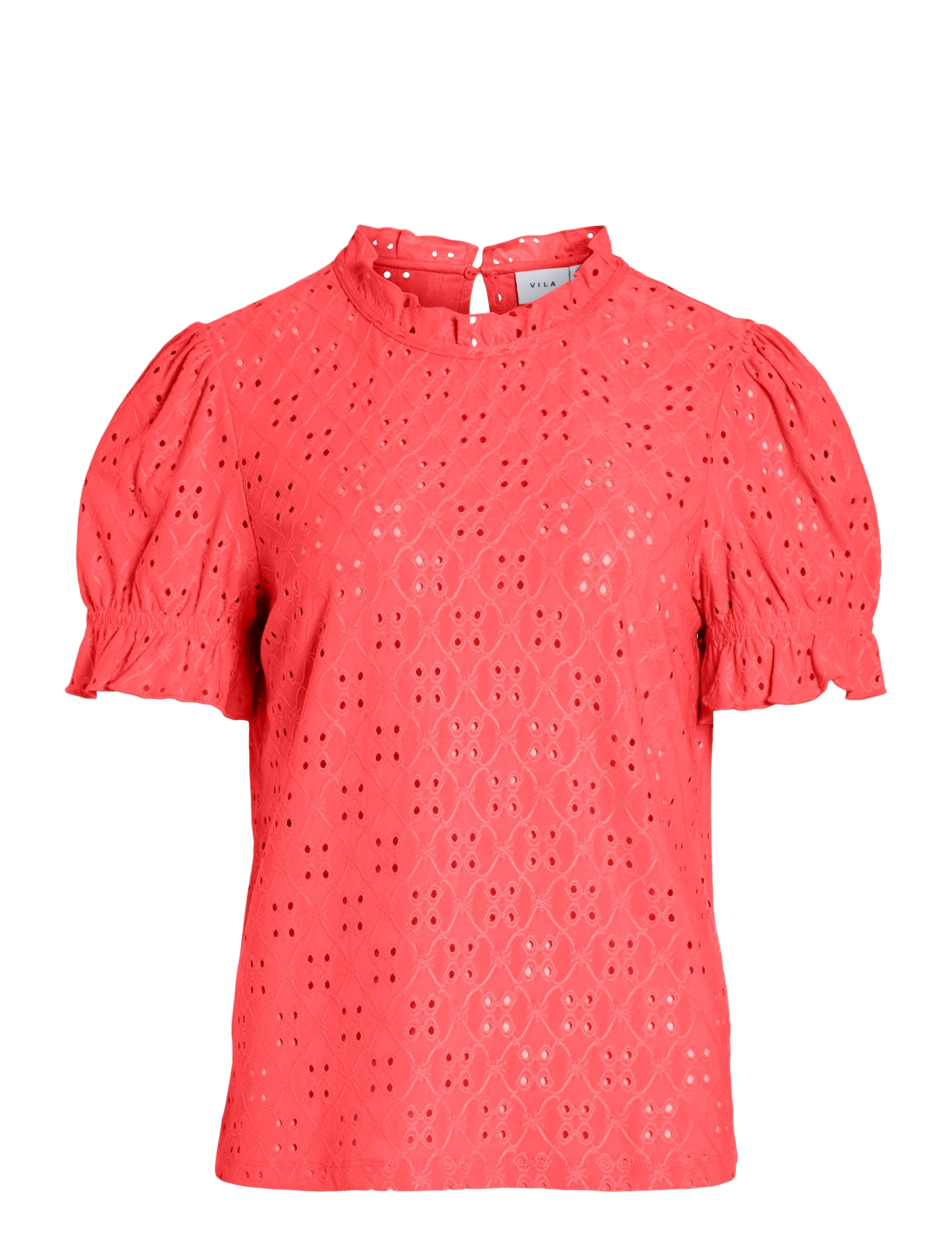 Vila VIKAWA S/S FLOUNCE  TOP - NOOS - Vila - DUBARRY / coral