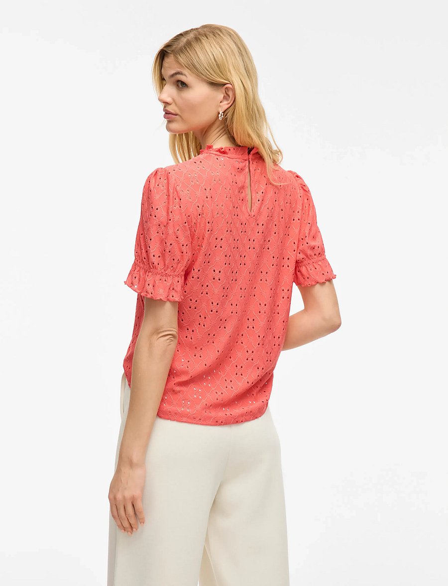 Vila - VIKAWA S/S FLOUNCE TOP - NOOS - kurzärmelige blusen - dubarry - 2