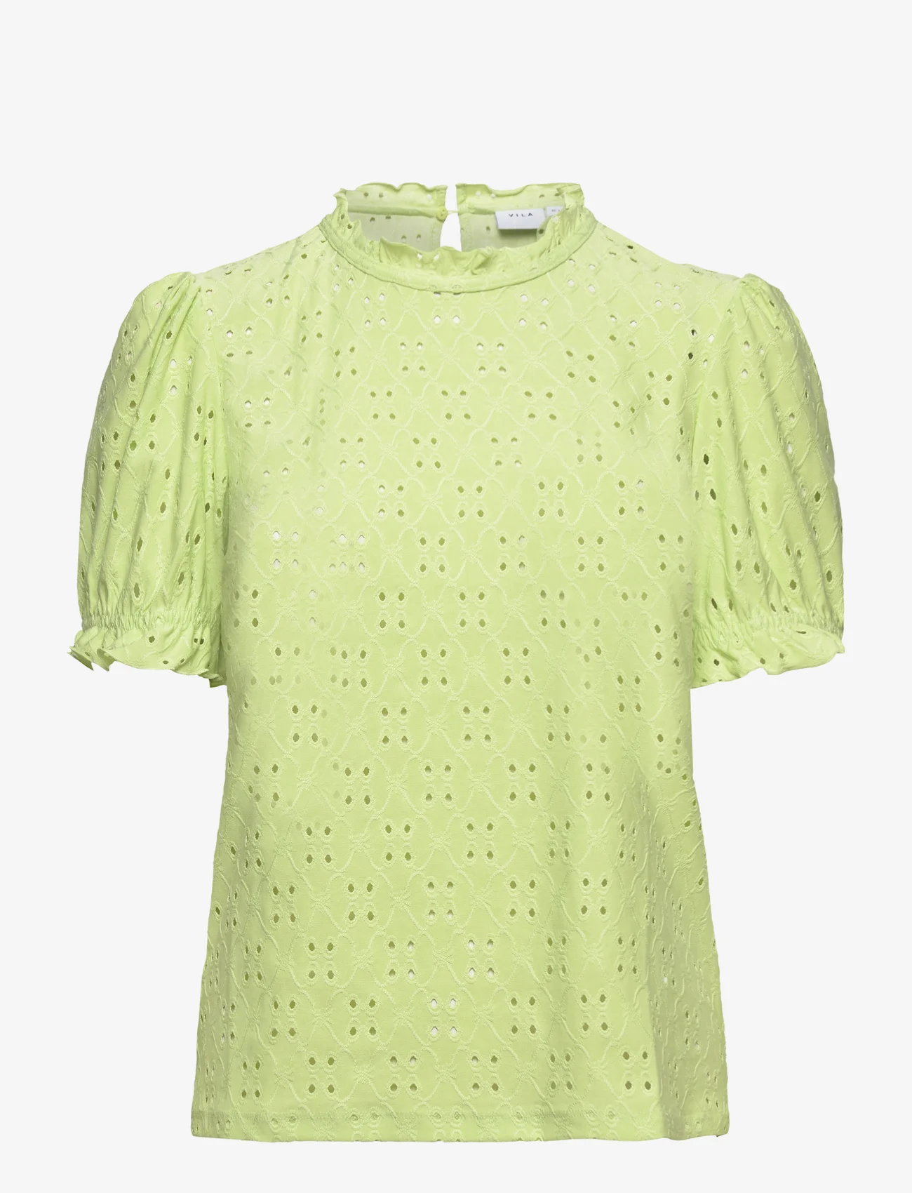 Vila - VIKAWA S/S FLOUNCE  TOP - NOOS - short-sleeved blouses - lettuce green - 0
