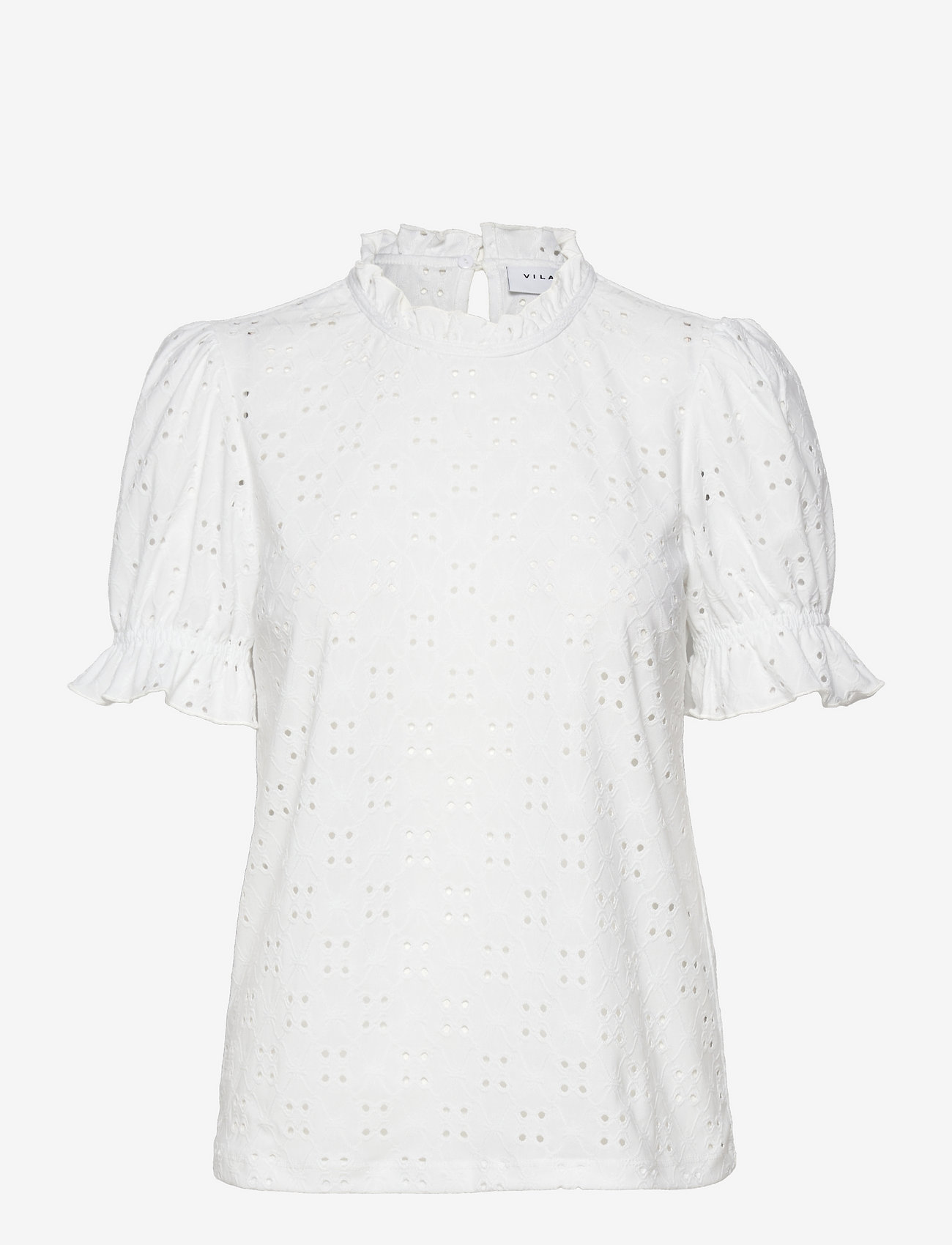 Vila - VIKAWA S/S FLOUNCE  TOP - NOOS - kortærmede bluser - optical snow - 1