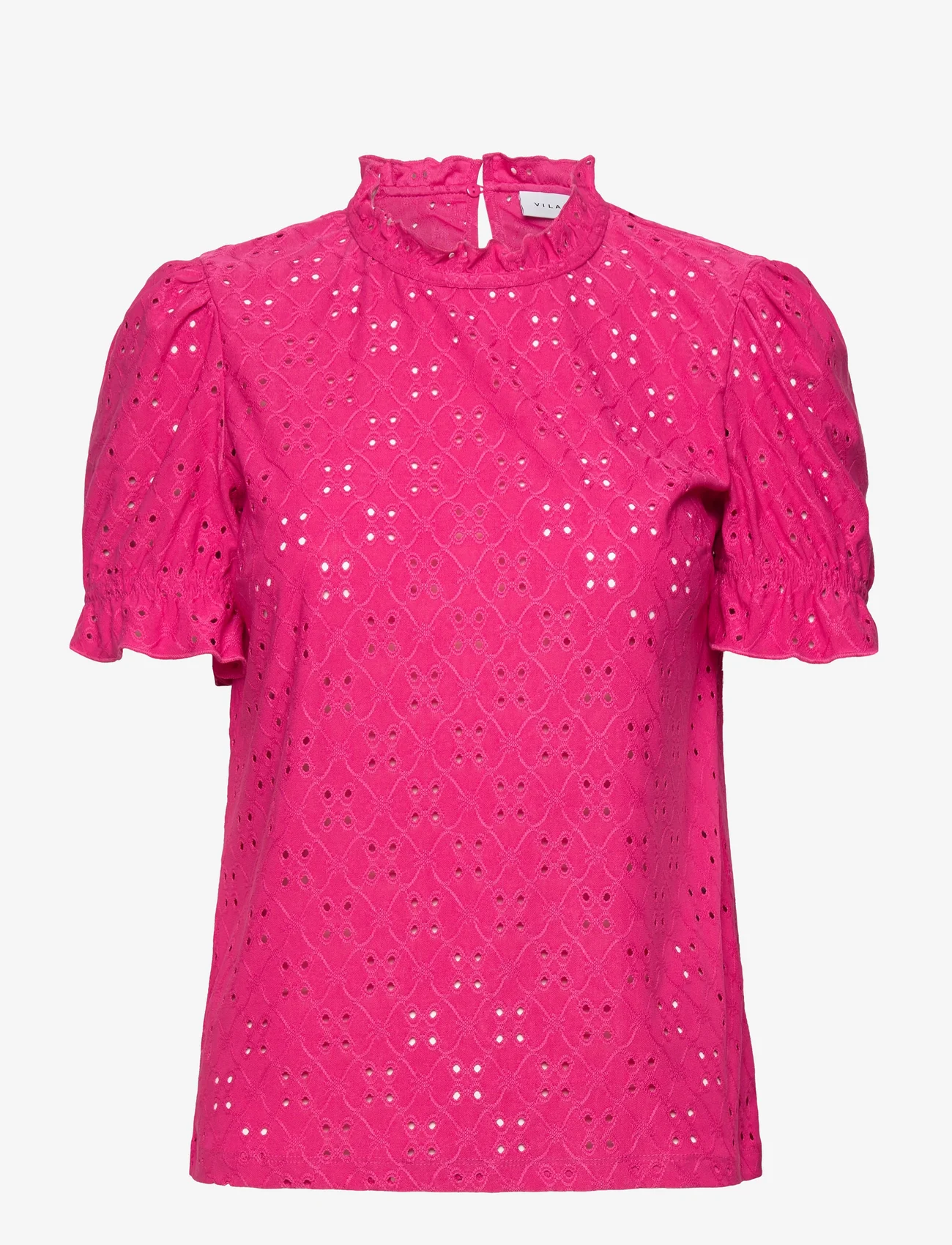 Vila - VIKAWA S/S FLOUNCE  TOP - NOOS - blouses korte mouwen - pink yarrow - 0