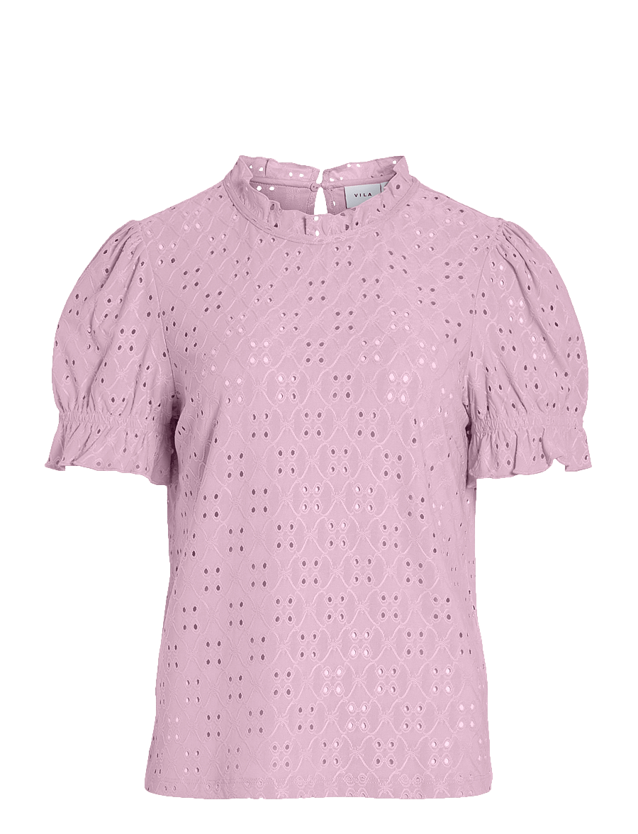 Vila - VIKAWA S/S FLOUNCE TOP - NOOS - kortærmede bluser - winsome orchid - 1