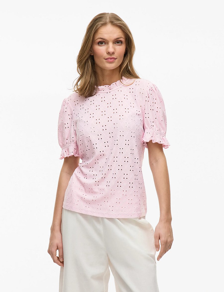 Vila - VIKAWA S/S FLOUNCE TOP - NOOS - kortærmede bluser - winsome orchid - 0
