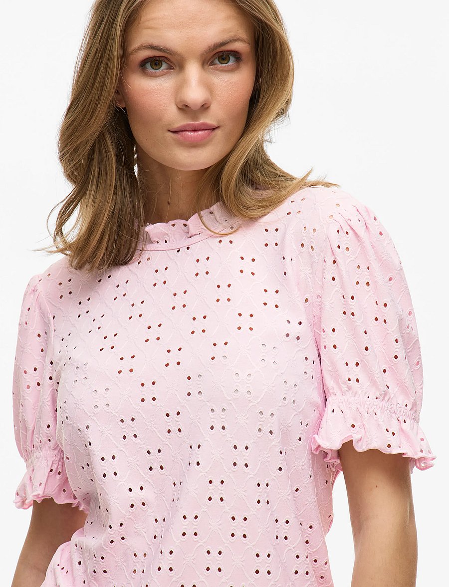 Vila - VIKAWA S/S FLOUNCE TOP - NOOS - kortærmede bluser - winsome orchid - 4